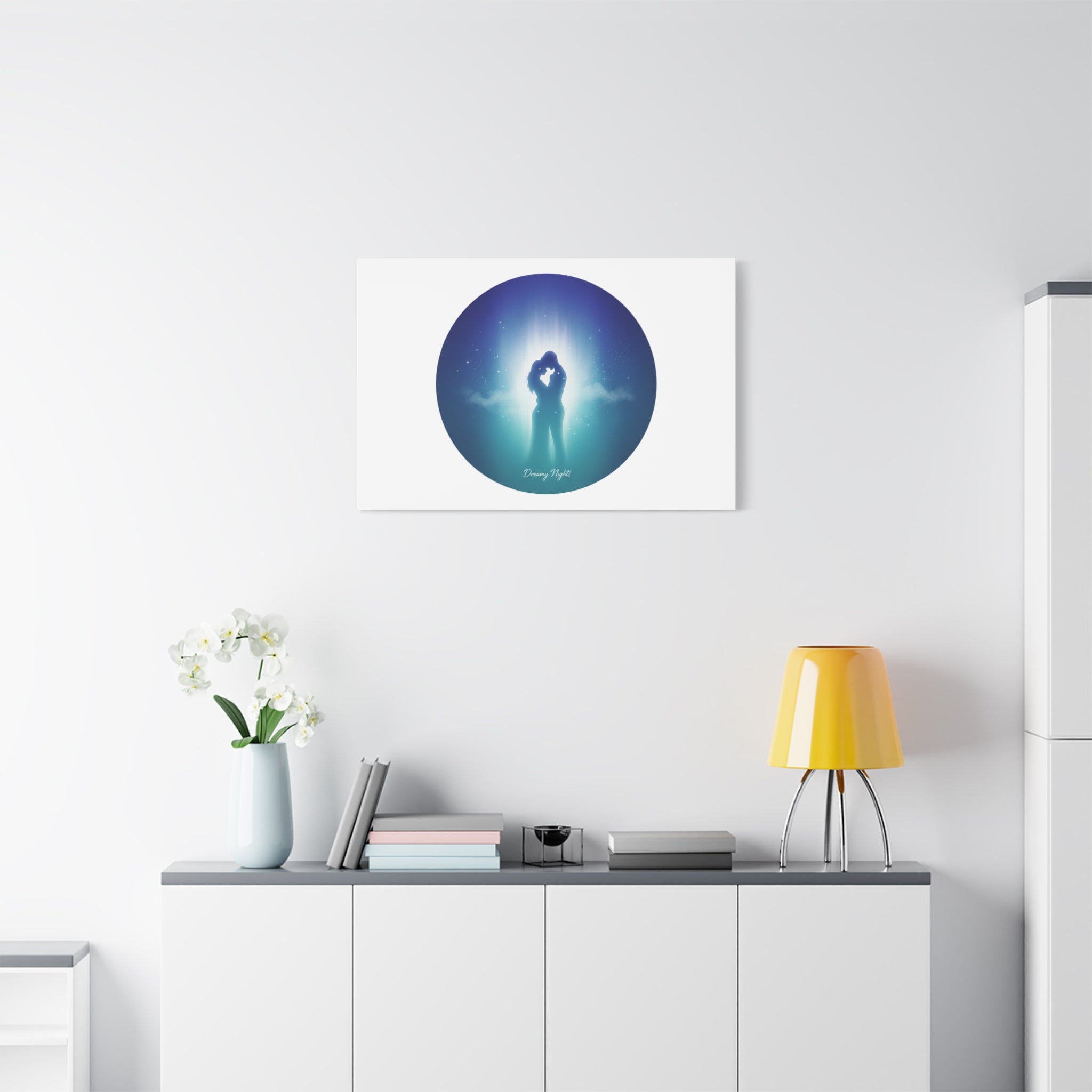 Dreamy Nightscape Canvas | Afterlight Atmospheric Print, Luminous Night Bloom