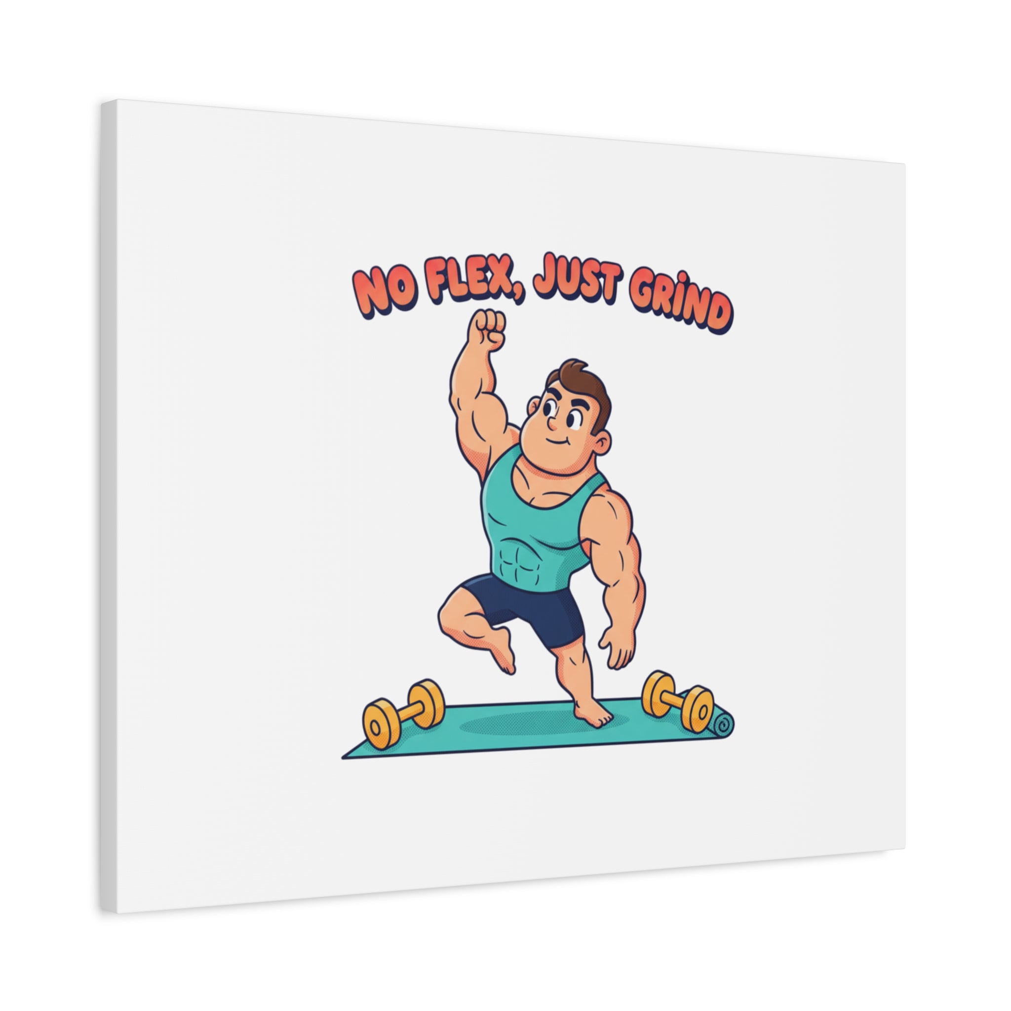 No Flex Just Grind canvas, Gymtimidation humor wall art | start small fitness décor