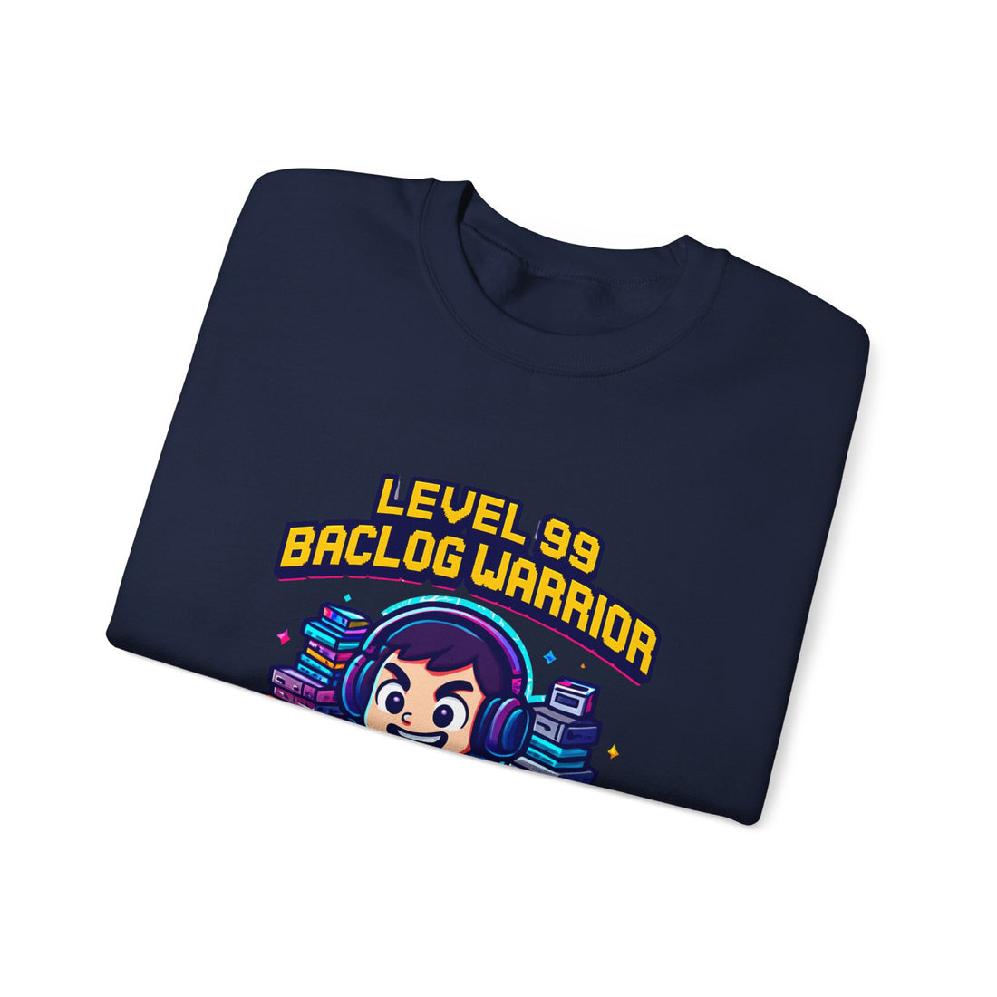 Level 99 Backlog Warrior Crewneck Sweatshirt – Gamer Retro Console Graphic