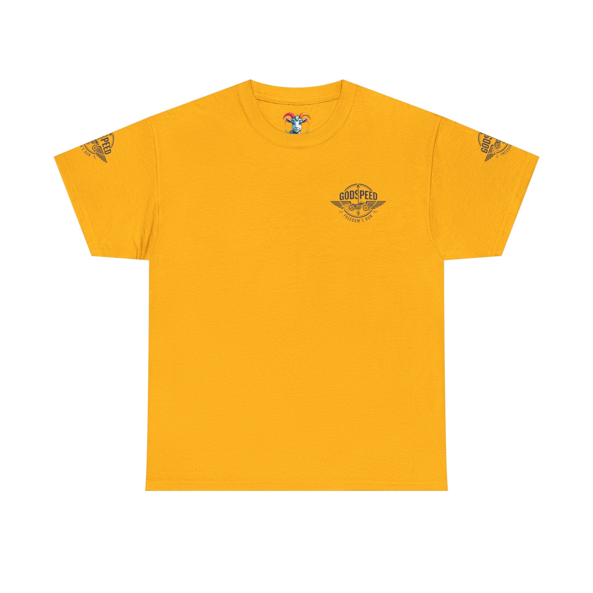 Godspeed Freedom Run Unisex Heavy Cotton Tee, Classic Graphic T-Shirt, Casual Wear, Gift for Runners, Vintage Style Apparel - Goat Corp