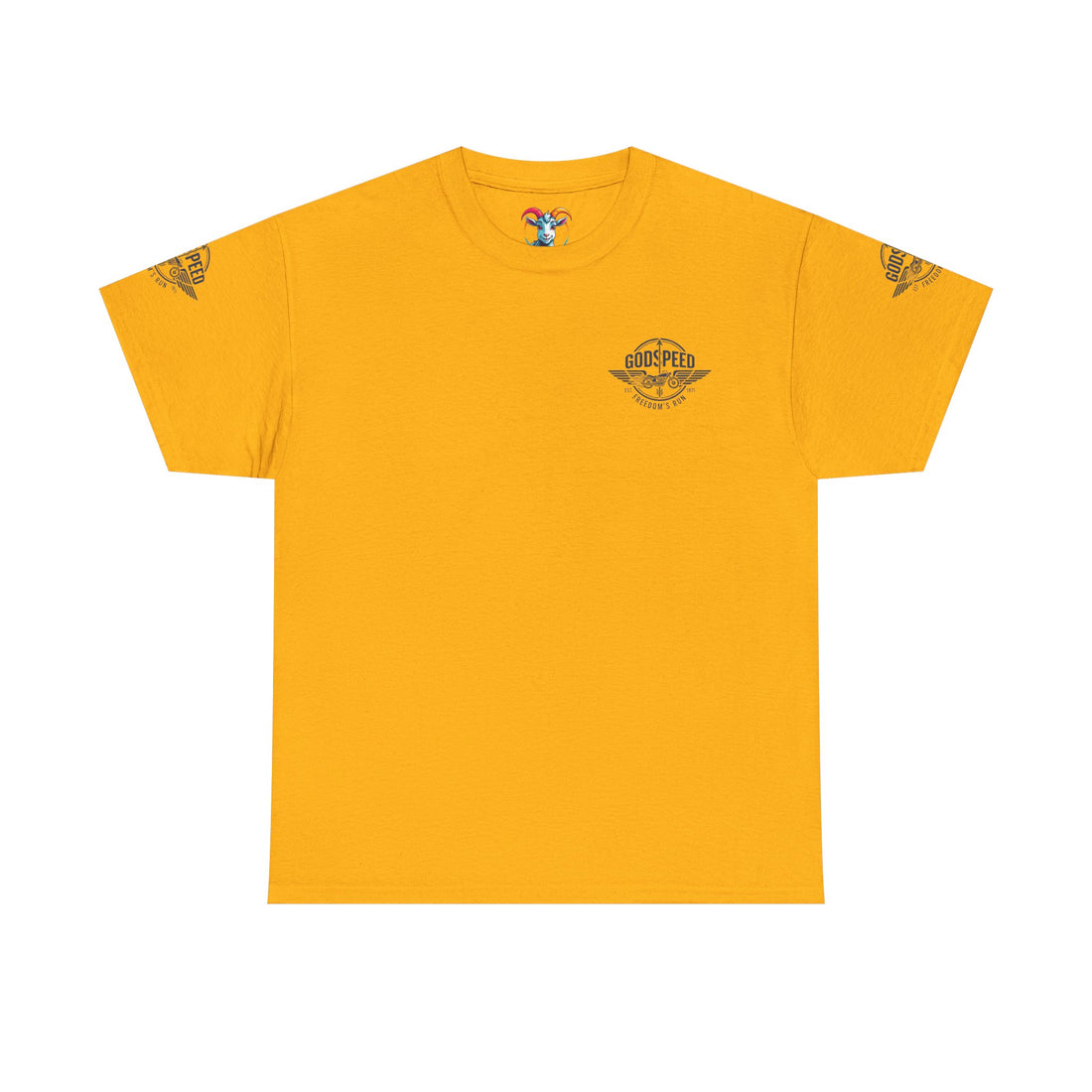 Godspeed Freedom Run Unisex Heavy Cotton Tee, Classic Graphic T-Shirt, Casual Wear, Gift for Runners, Vintage Style Apparel - Goat Corp