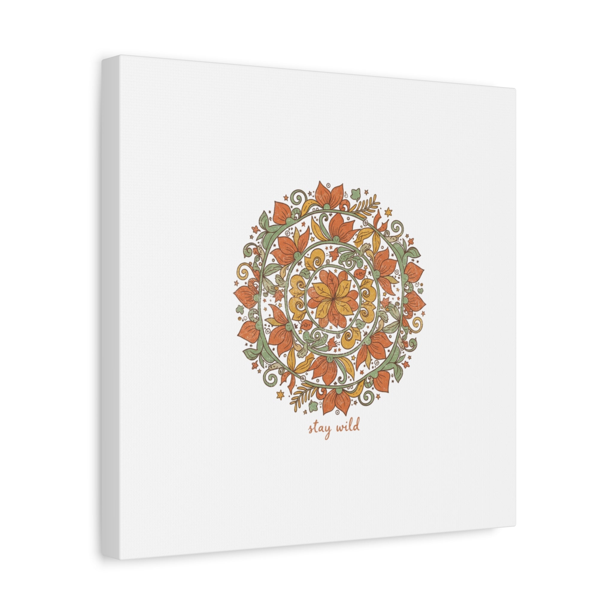 Stay Wild Mandala Canvas, Boho Paisley Wall Art | Artisanal Boho Print