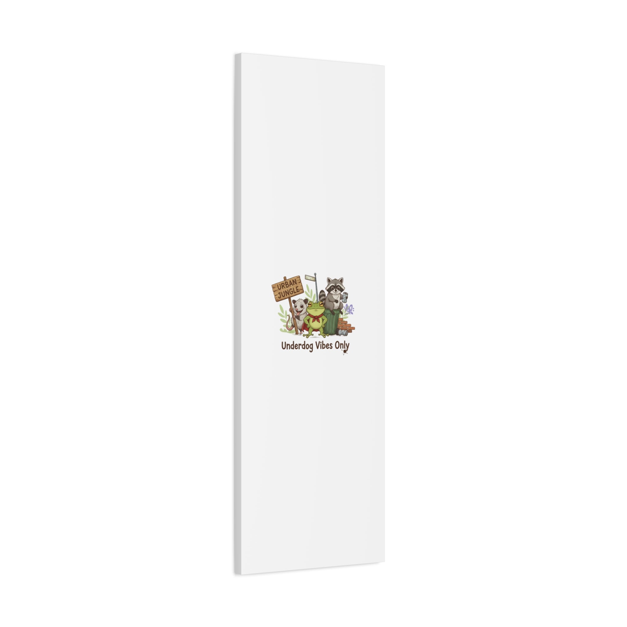 Underdog Vibes Only Canvas | Trash Panda Raccoon Frog Possum Art, goofy critter meme