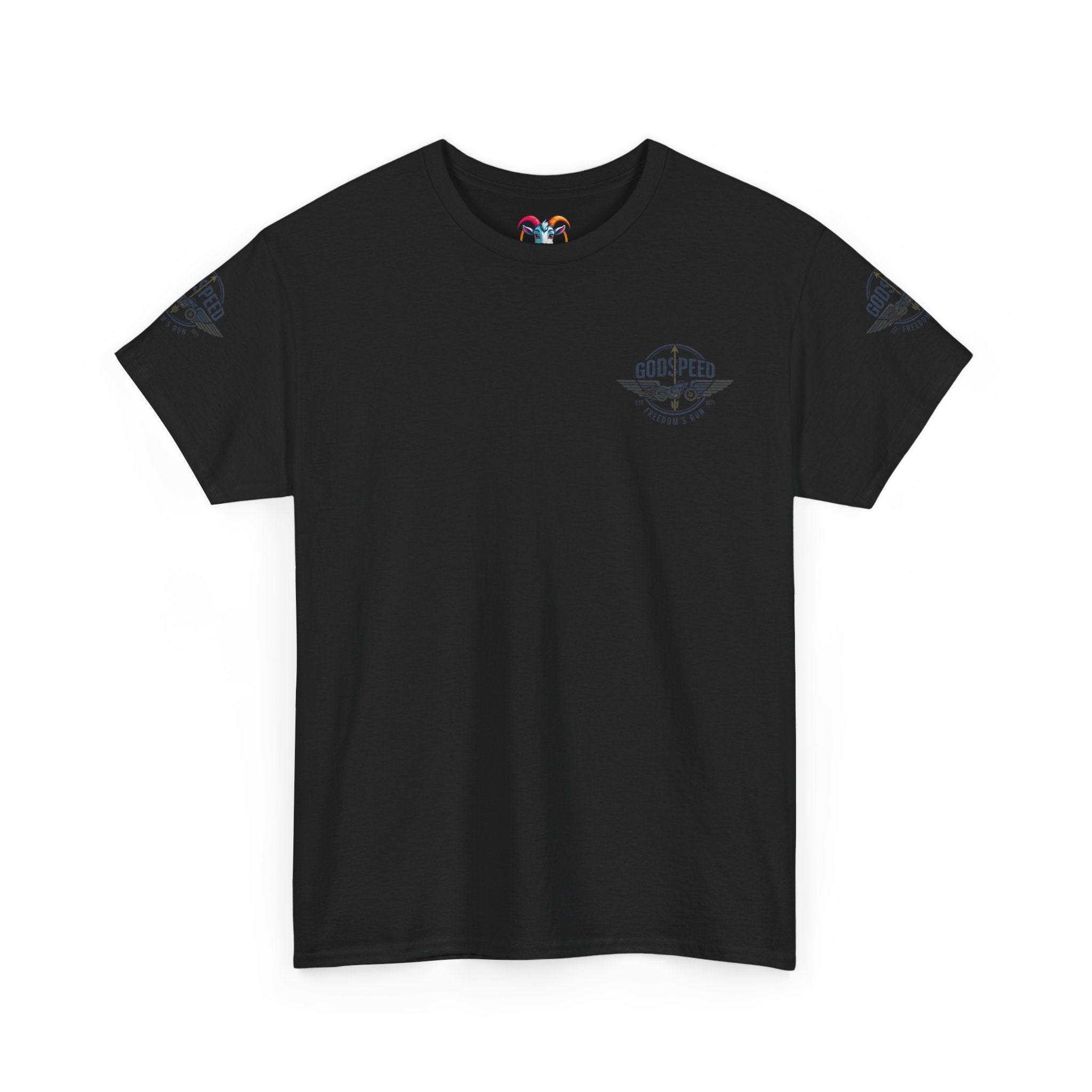 Godspeed Freedom Run Unisex Heavy Cotton Tee, Classic Graphic T-Shirt, Casual Wear, Gift for Runners, Vintage Style Apparel - Goat Corp