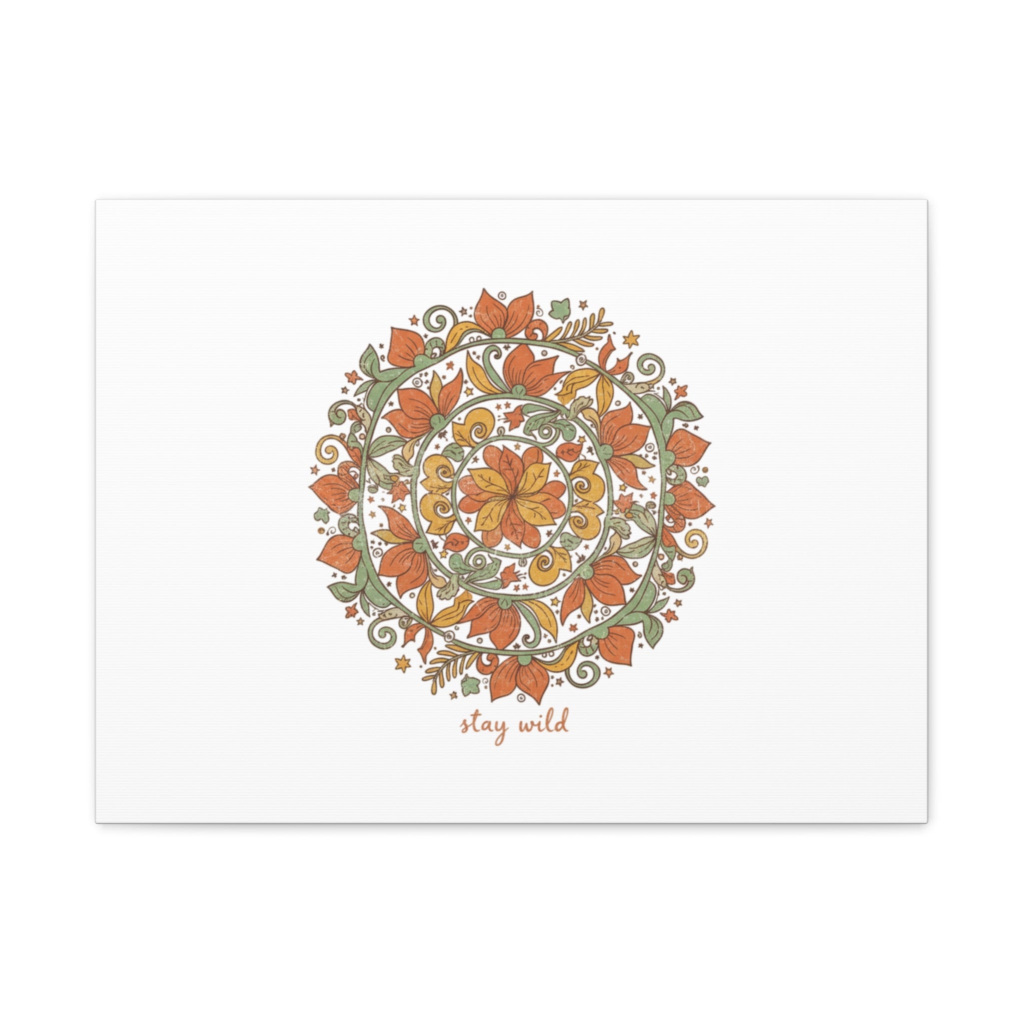 Stay Wild Mandala Canvas, Boho Paisley Wall Art | Artisanal Boho Print