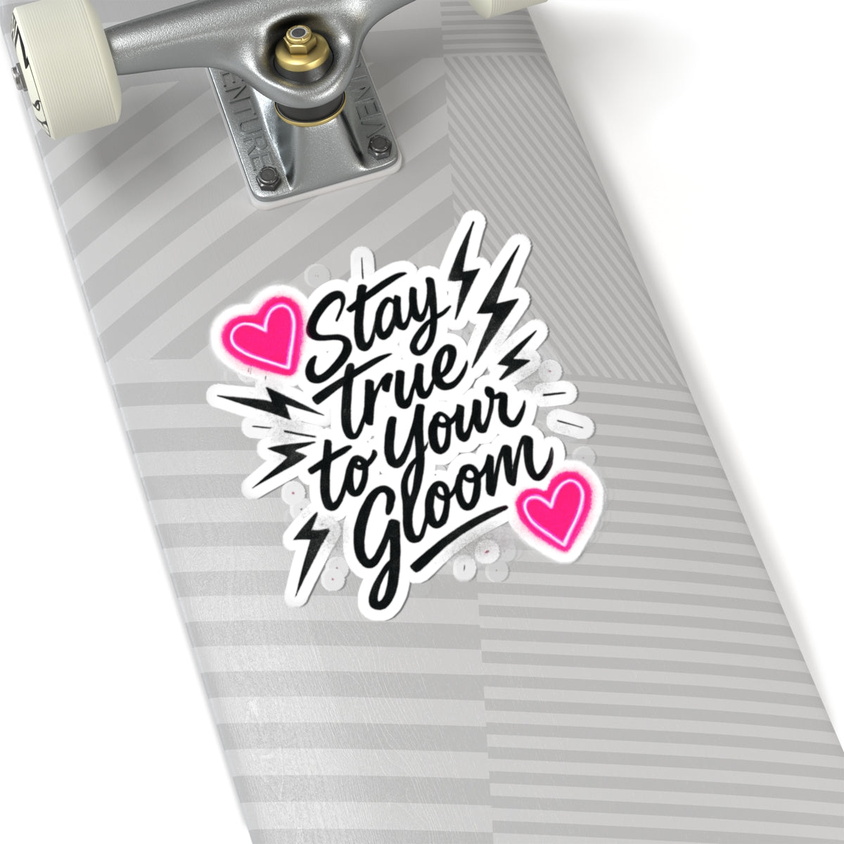 Stay True to Your Gloom Kiss-Cut Sticker — Pink Hearts & Lightning Decal