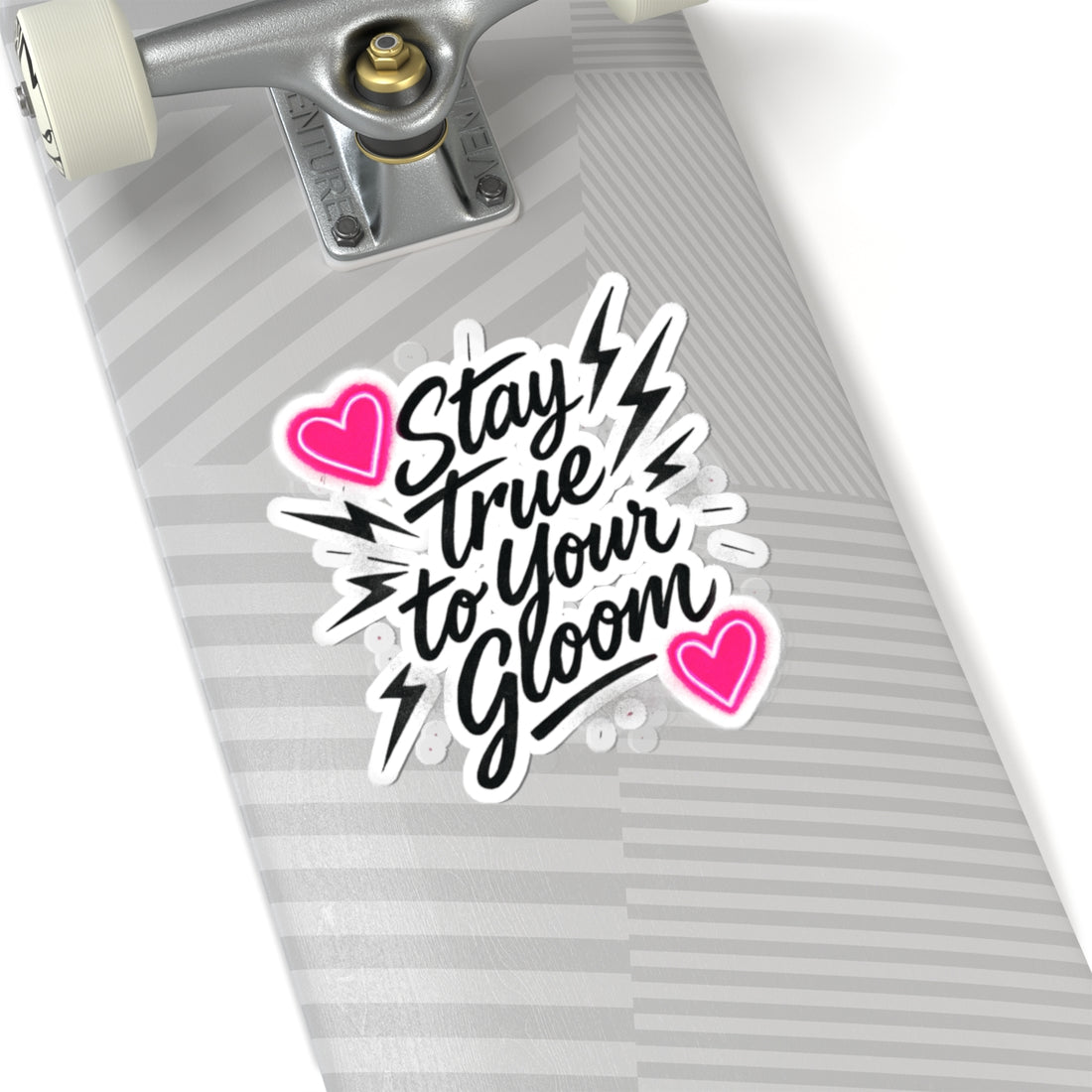 Stay True to Your Gloom Kiss-Cut Sticker — Pink Hearts & Lightning Decal