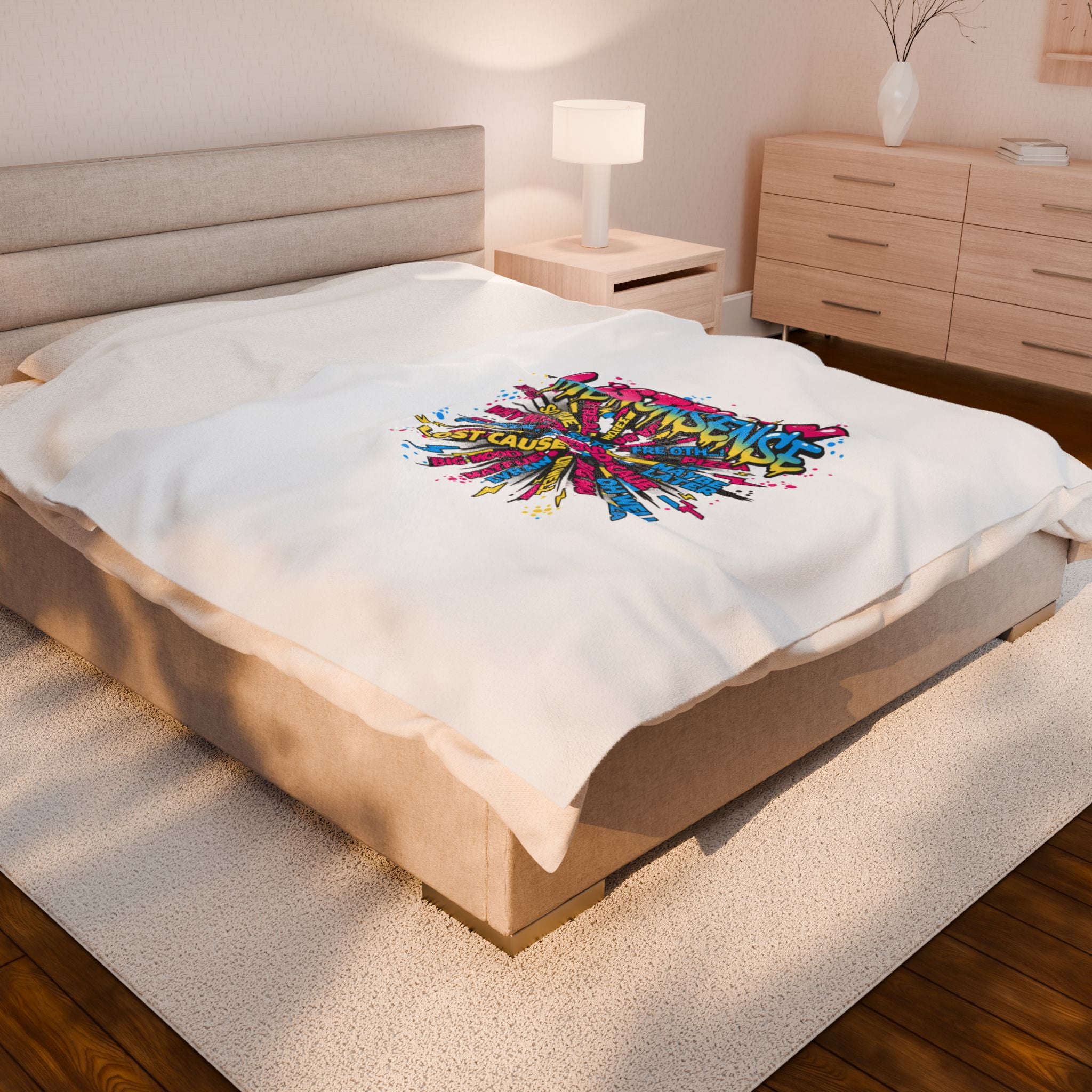 Listen to the Nonsense Velveteen Plush Blanket | Slogan & Glitch Graphic