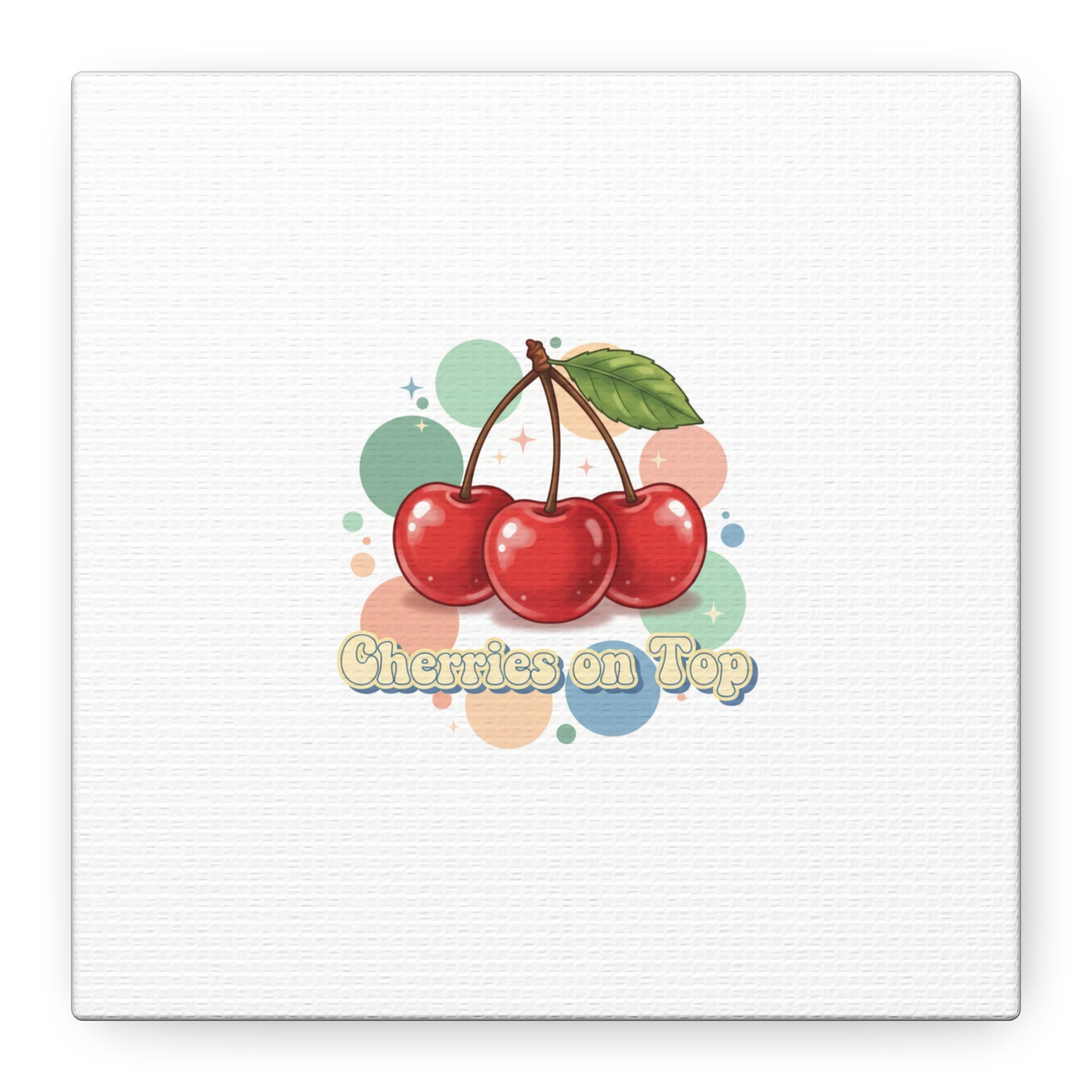 Cherries on Top Canvas | Retro Kawaii Fruit Wall Art
