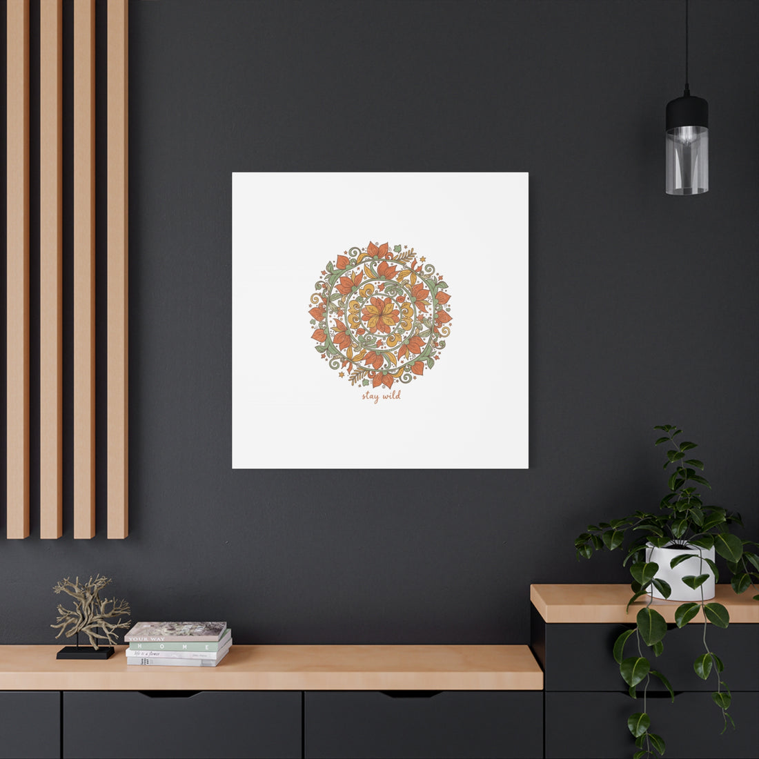 Stay Wild Mandala Canvas, Boho Paisley Wall Art | Artisanal Boho Print