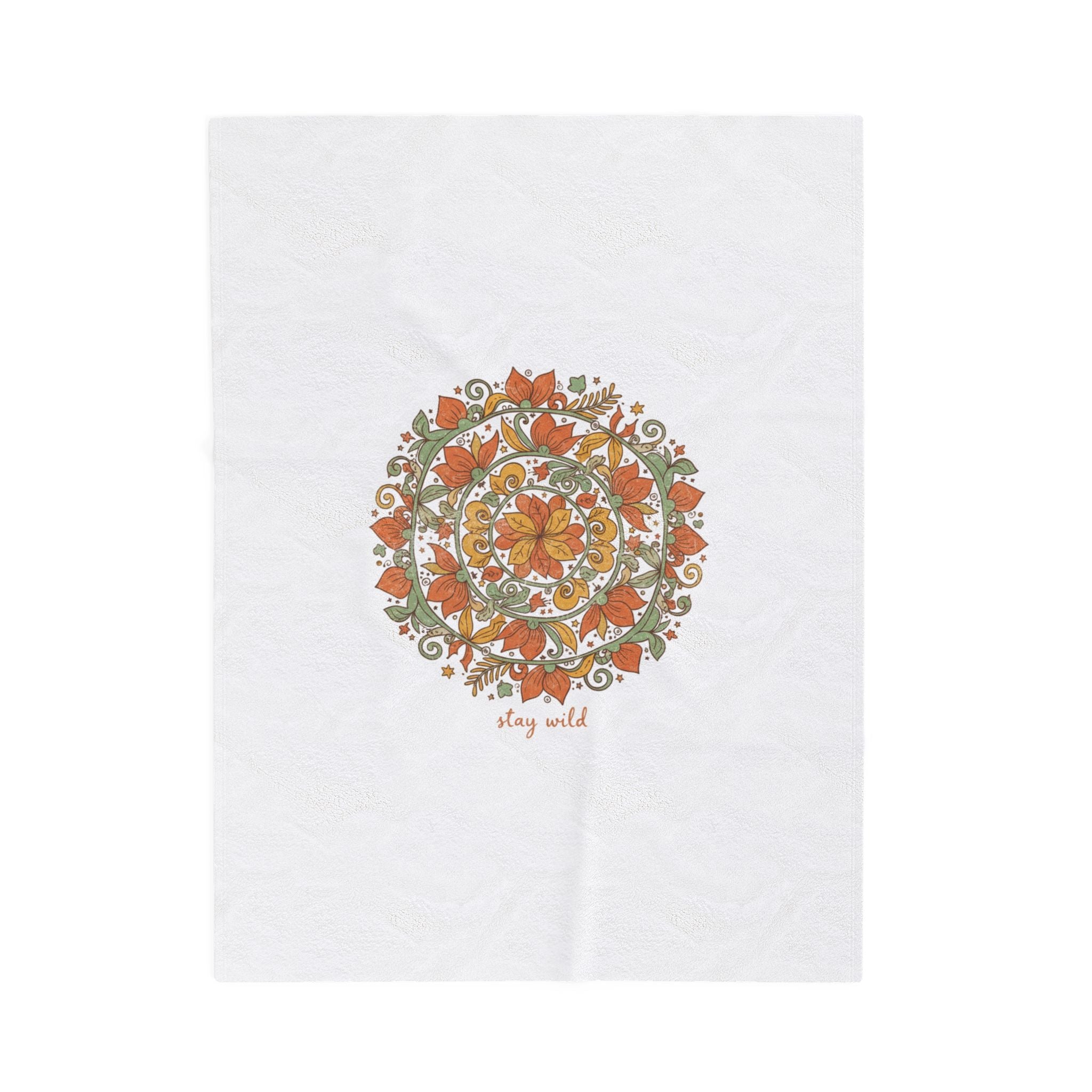 Handcrafted Mandala Pattern Velveteen Plush Blanket | Boho Paisley Tapestry Aesthetic