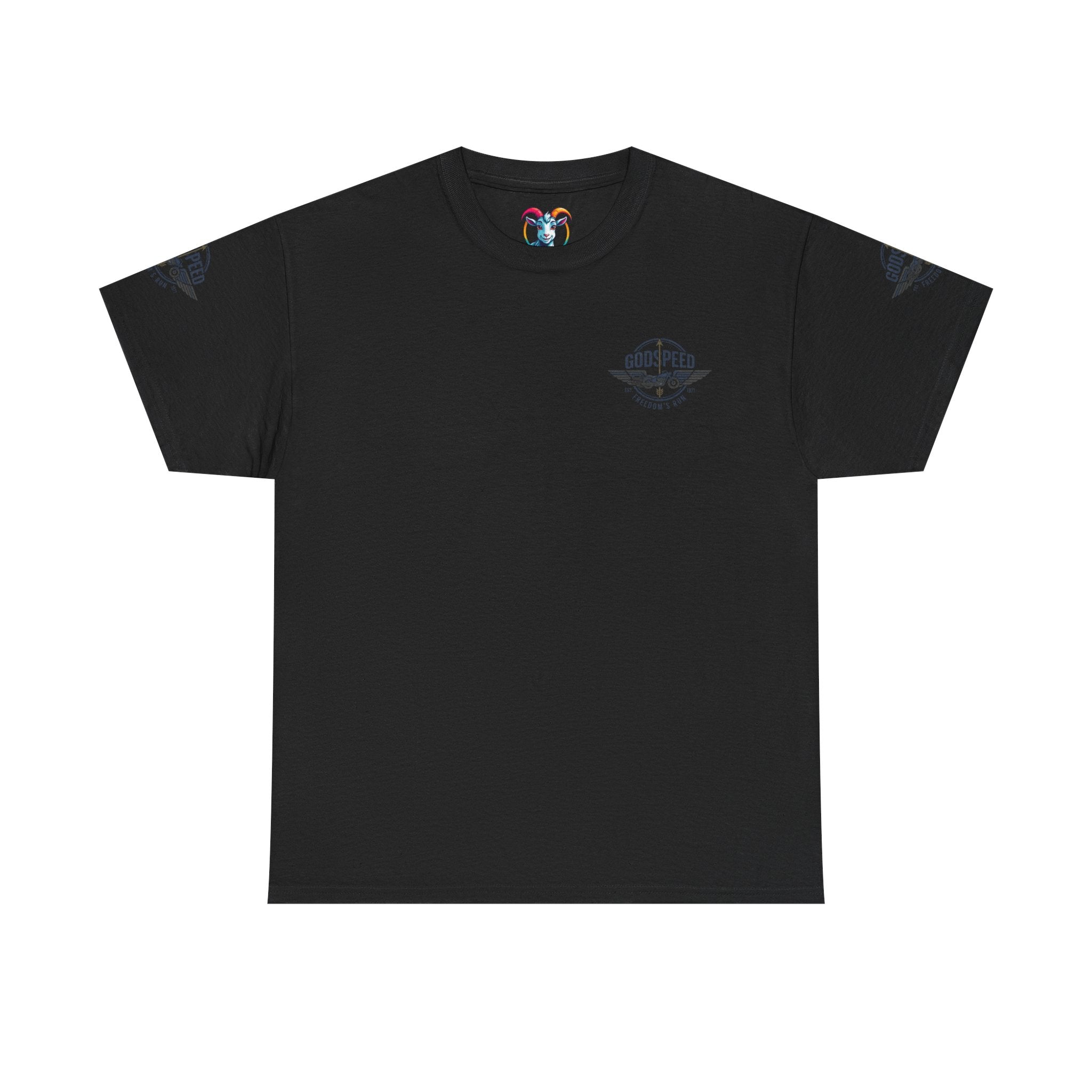 Godspeed Freedom Run Unisex Heavy Cotton Tee, Classic Graphic T-Shirt, Casual Wear, Gift for Runners, Vintage Style Apparel - Goat Corp