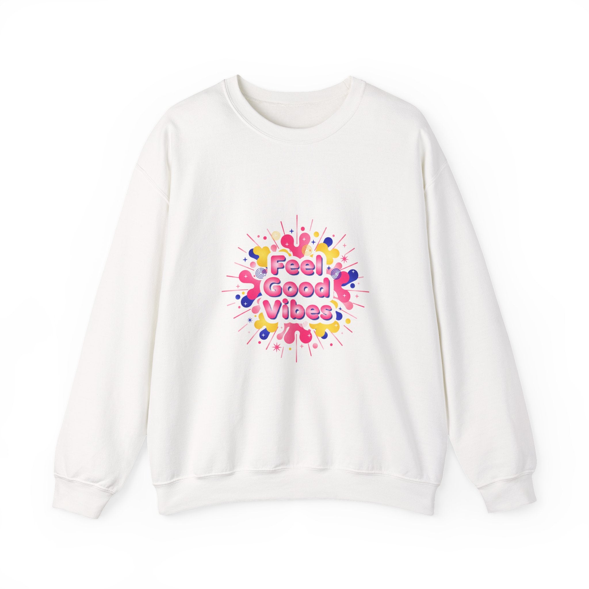 Feel Good Vibes Crewneck Sweatshirt | Dopamine Decor, Neon Gradient Squiggle Art