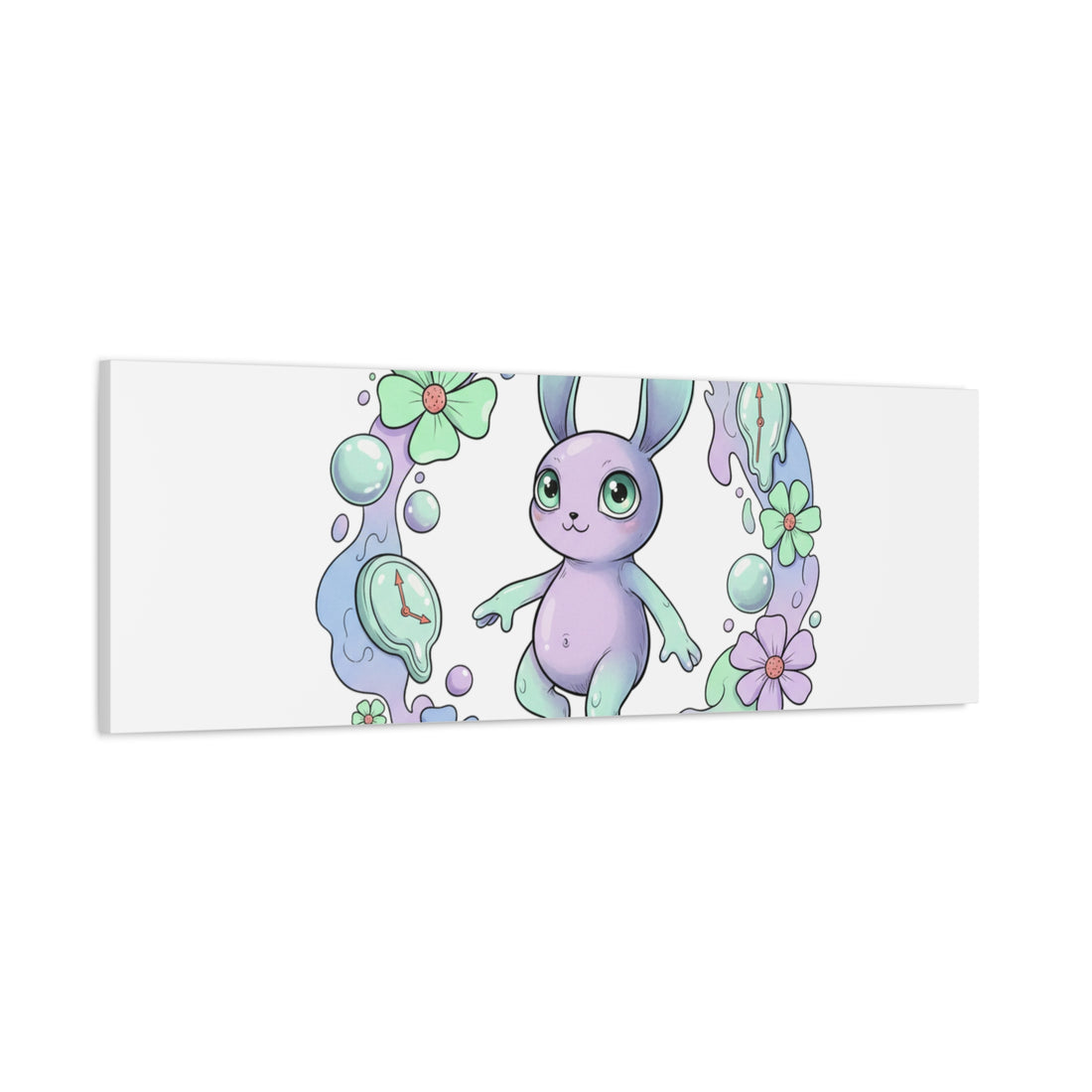 Micro-Surreal Bunny Wreath Canvas | Weirdcore Micro-Surrealism Art