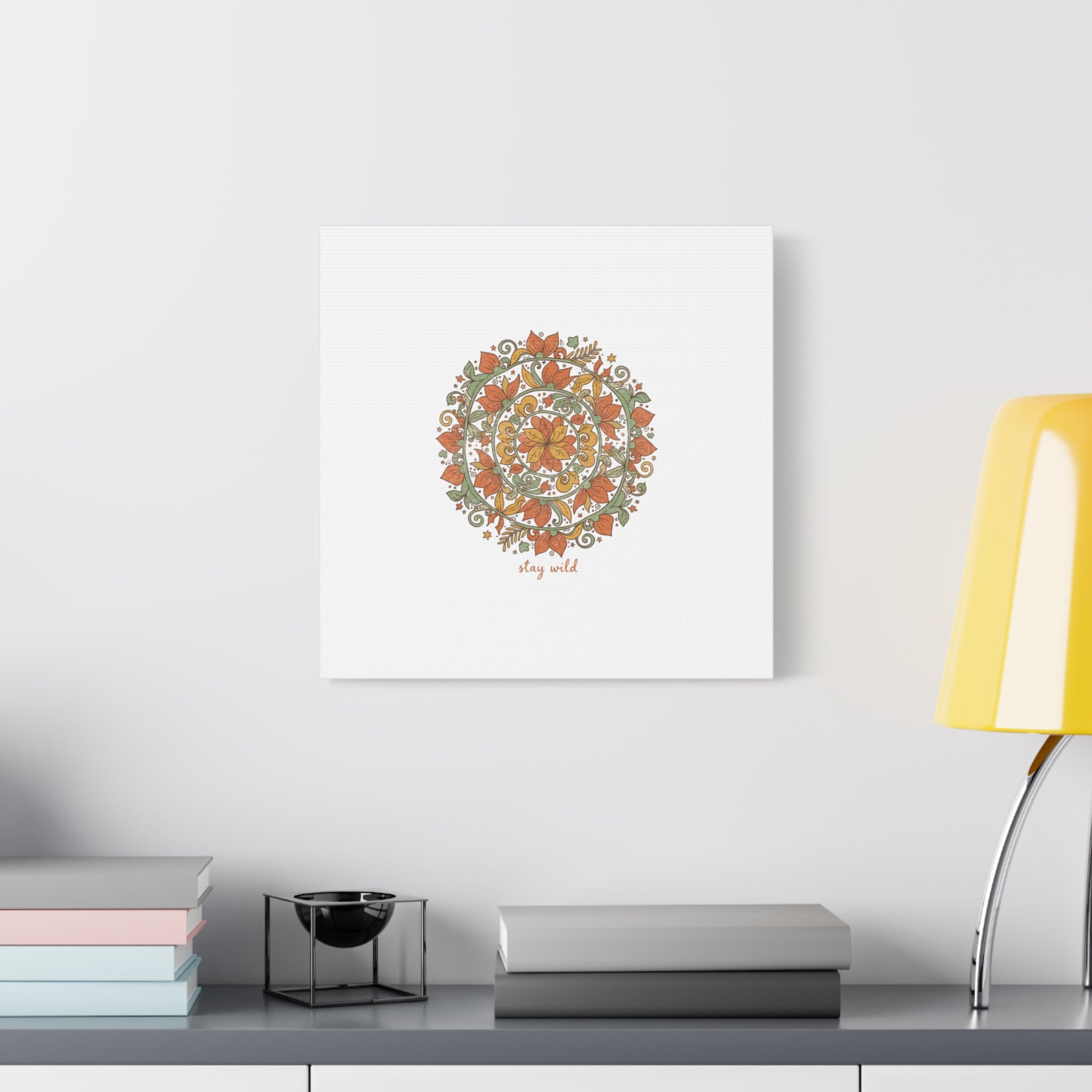 Stay Wild Mandala Canvas, Boho Paisley Wall Art | Artisanal Boho Print