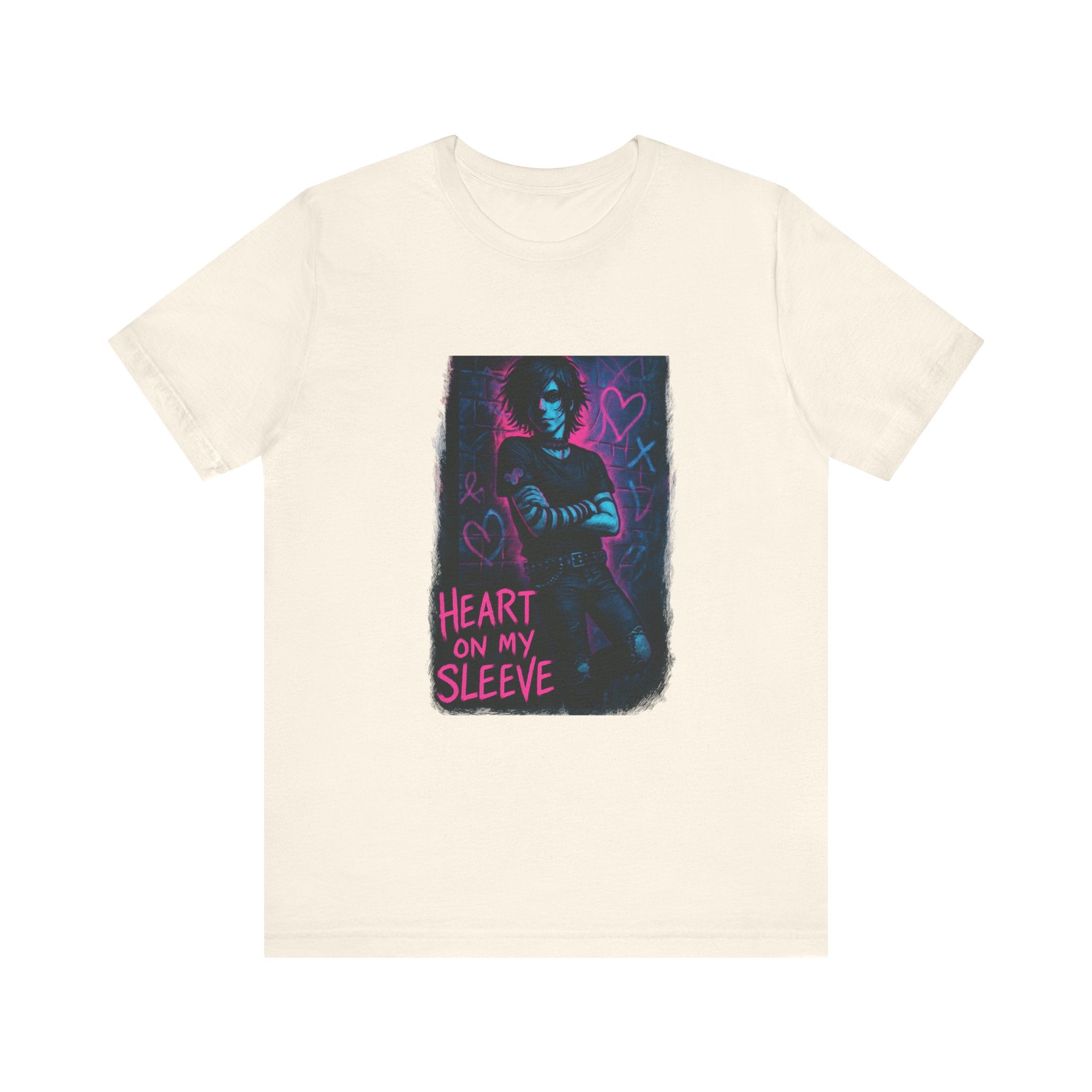 Heart On My Sleeve Graphic Tee — Neon Goth Portrait T‑Shirt