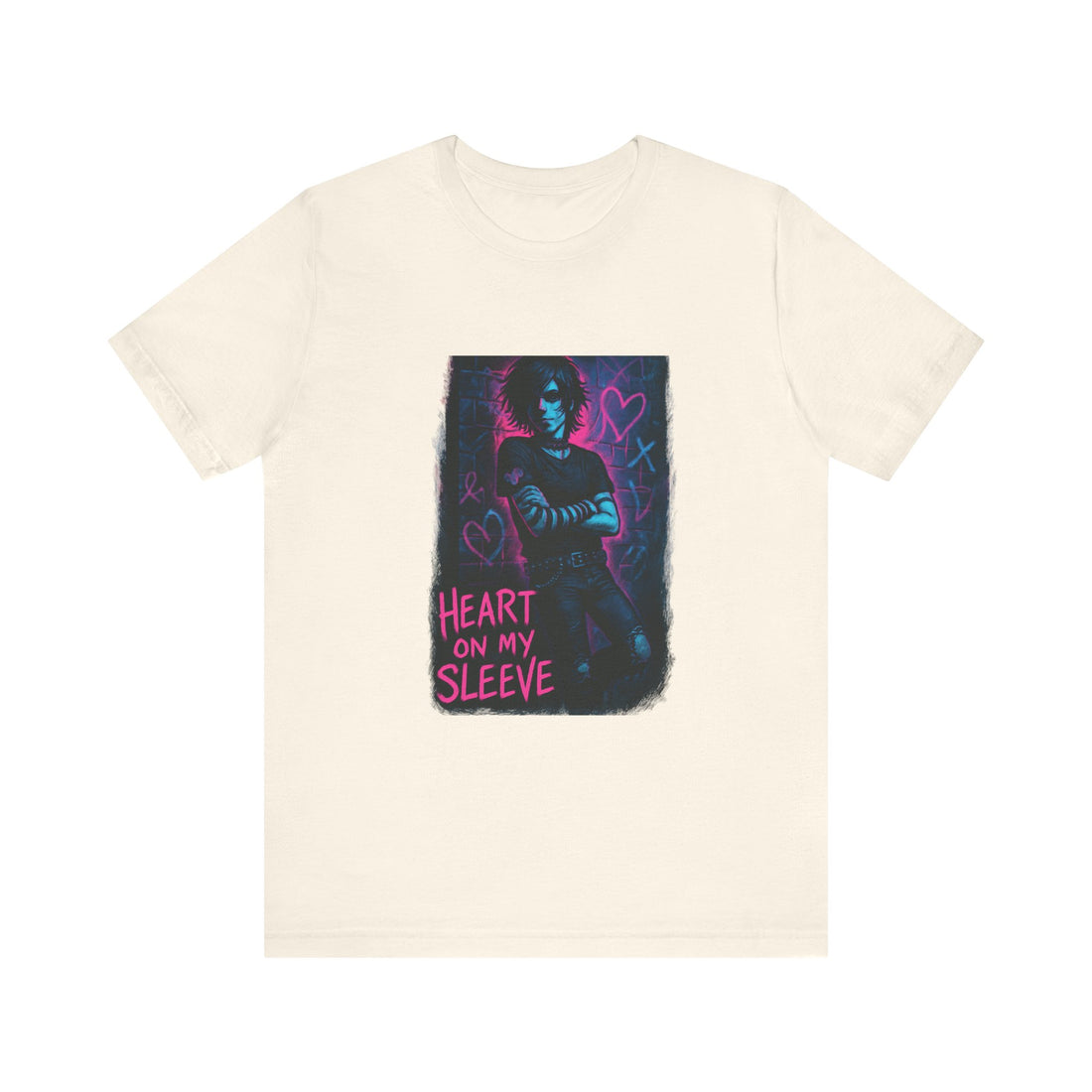 Heart On My Sleeve Graphic Tee — Neon Goth Portrait T‑Shirt