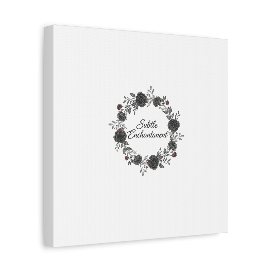 Moon Rose Wreath Canvas, Romantic Gothic Lite, Soft Goth Floral Wall Art