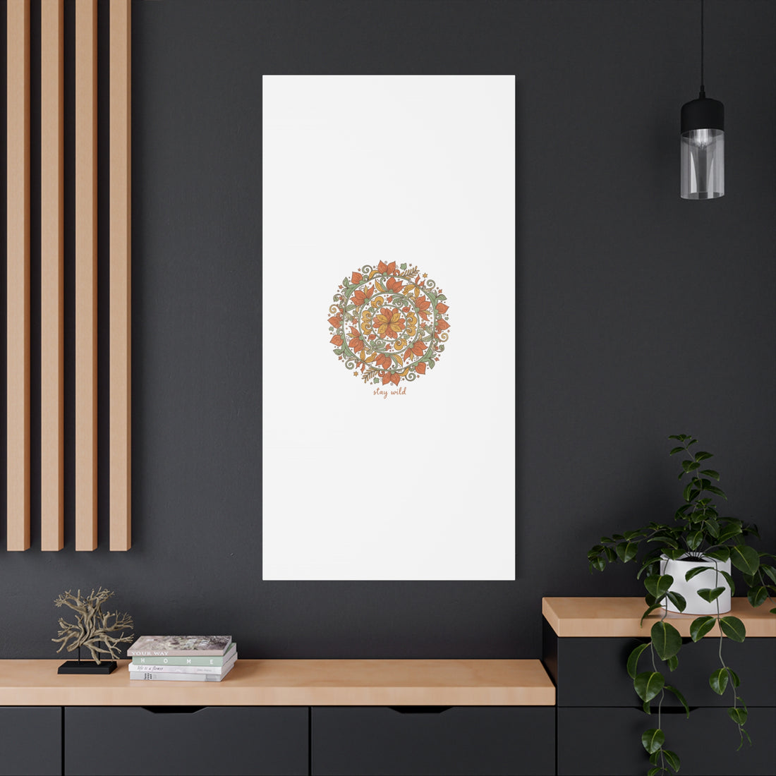 Stay Wild Mandala Canvas, Boho Paisley Wall Art | Artisanal Boho Print