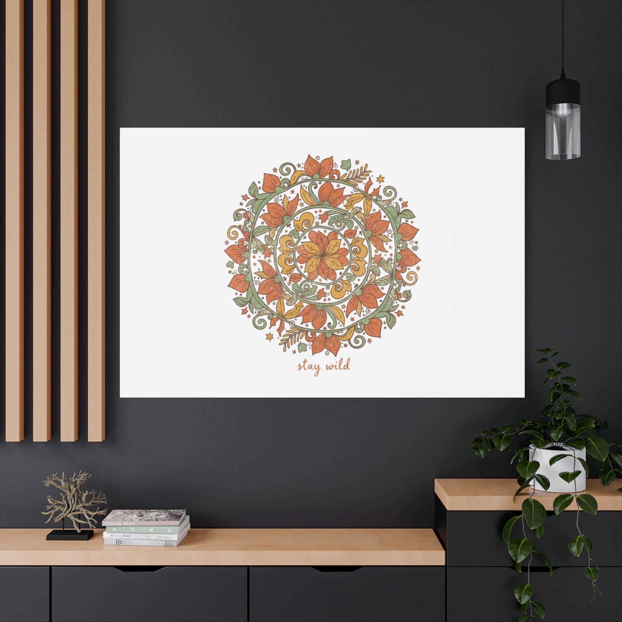 Stay Wild Mandala Canvas, Boho Paisley Wall Art | Artisanal Boho Print