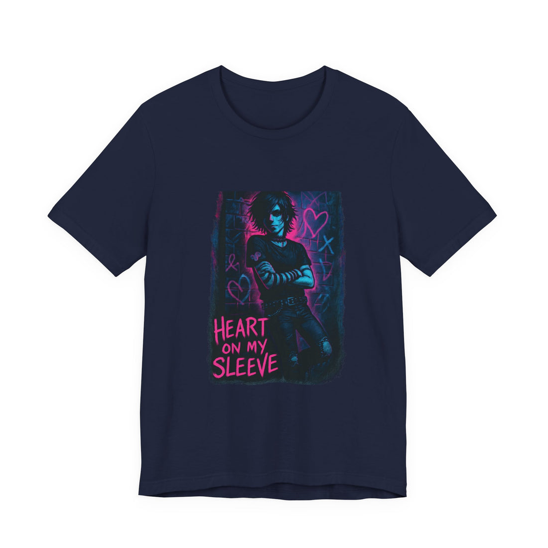 Heart On My Sleeve Graphic Tee — Neon Goth Portrait T‑Shirt