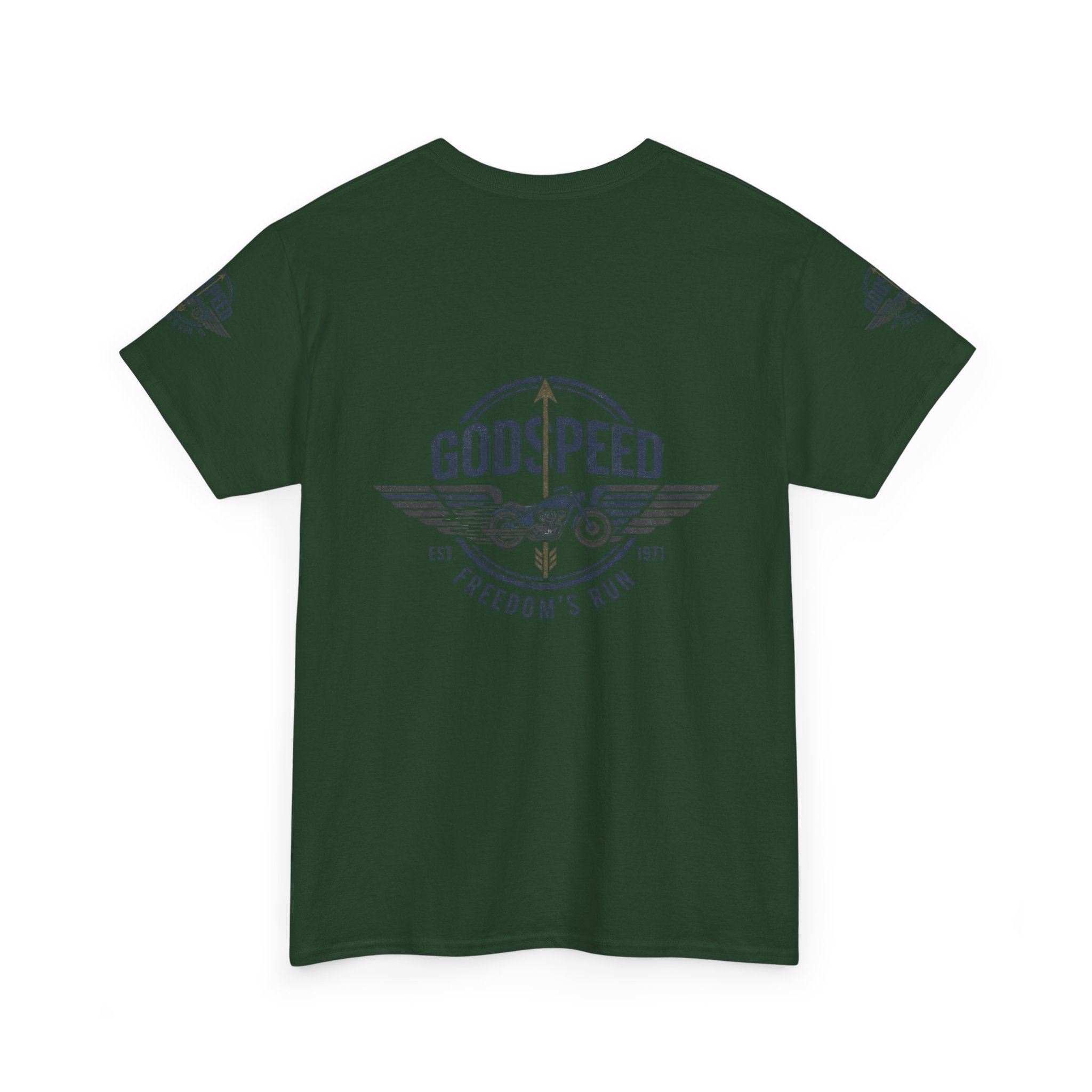 Godspeed Freedom Run Unisex Heavy Cotton Tee, Classic Graphic T-Shirt, Casual Wear, Gift for Runners, Vintage Style Apparel - Goat Corp