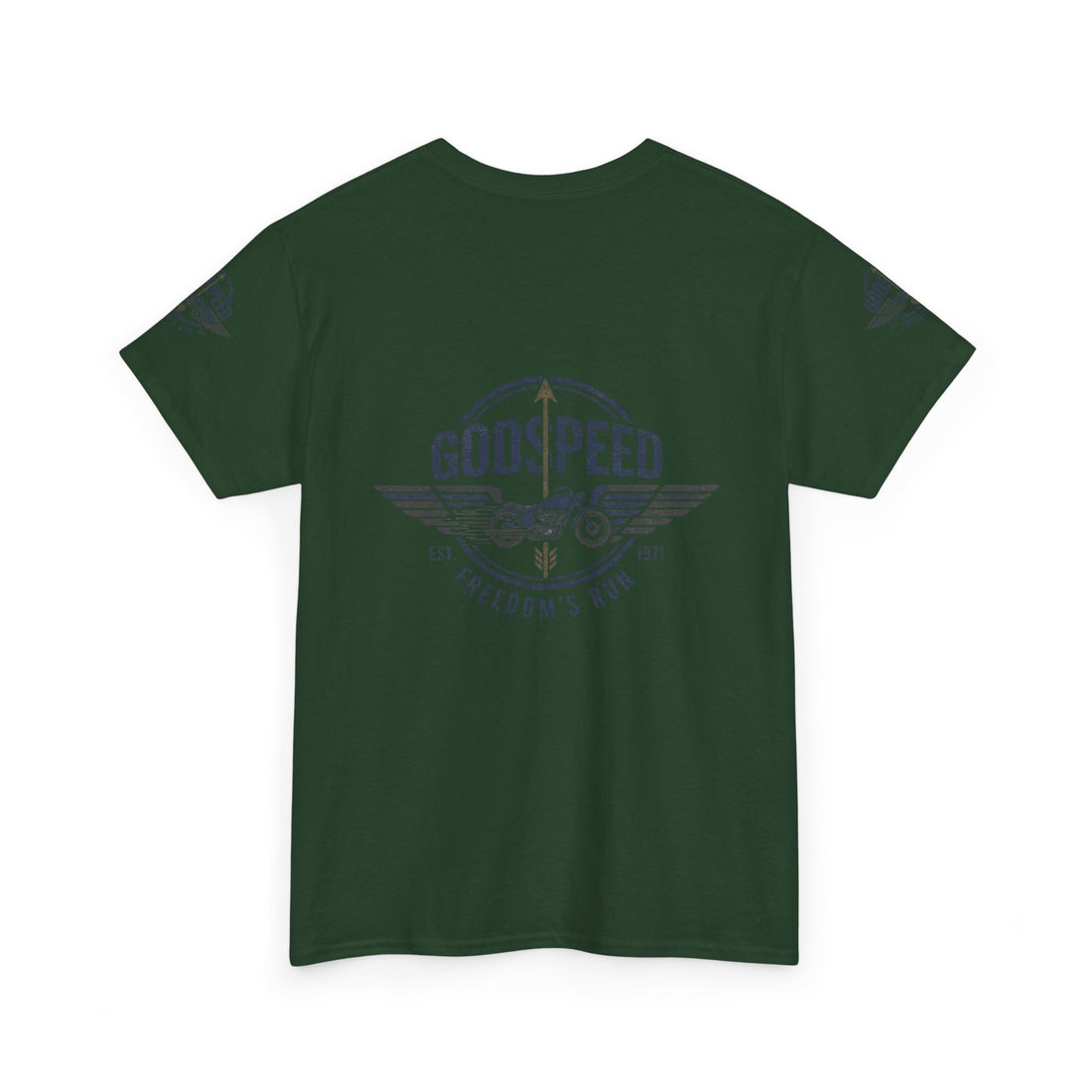 Godspeed Freedom Run Unisex Heavy Cotton Tee, Classic Graphic T-Shirt, Casual Wear, Gift for Runners, Vintage Style Apparel - Goat Corp