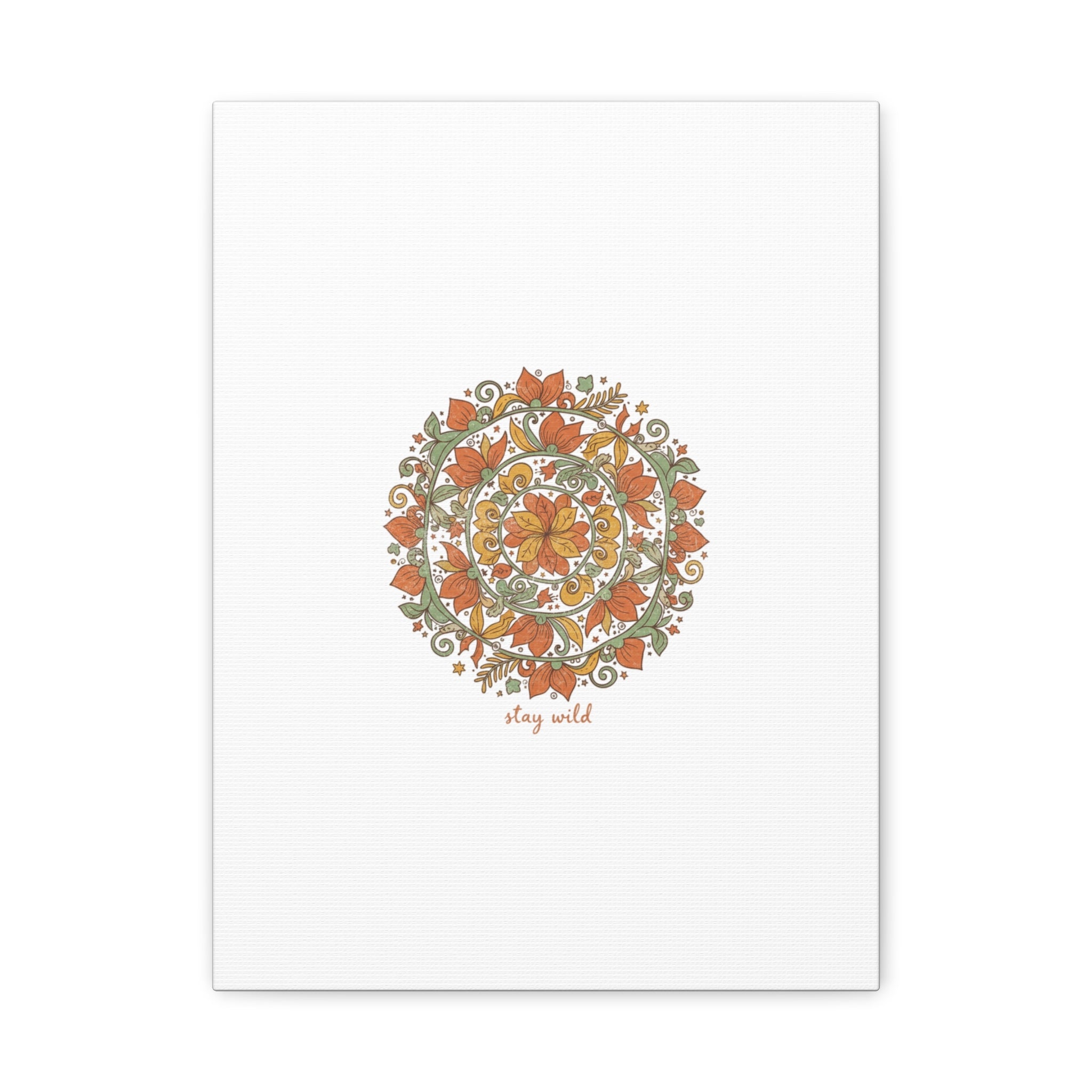 Stay Wild Mandala Canvas, Boho Paisley Wall Art | Artisanal Boho Print