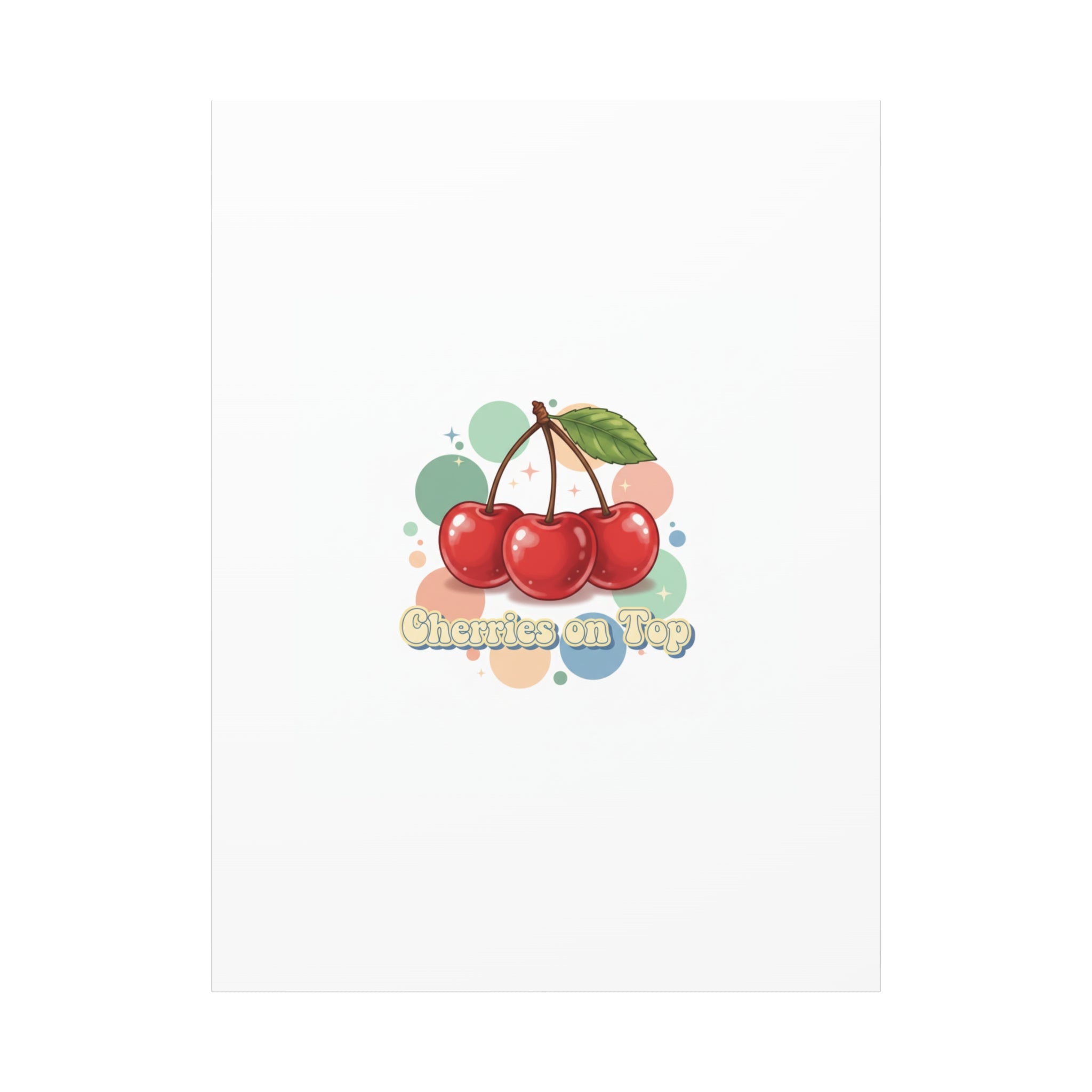 Cherries on Top Canvas | Retro Kawaii Fruit Wall Art