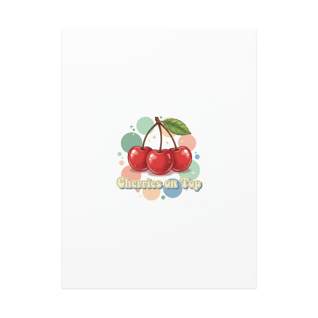 Cherries on Top Canvas | Retro Kawaii Fruit Wall Art