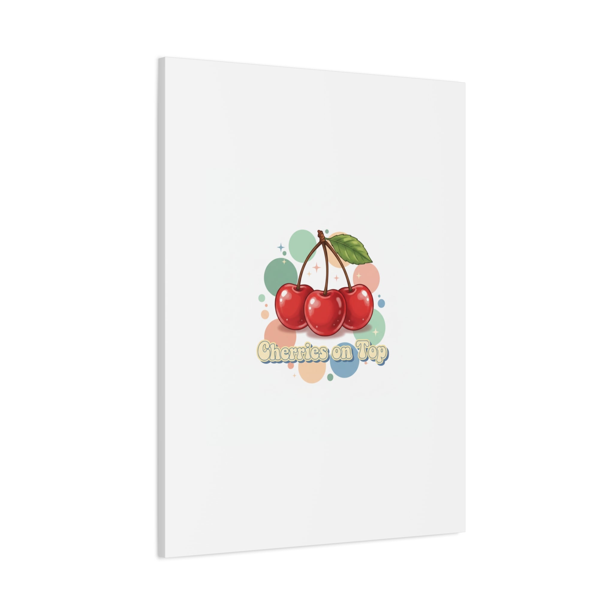 Cherries on Top Canvas | Retro Kawaii Fruit Wall Art