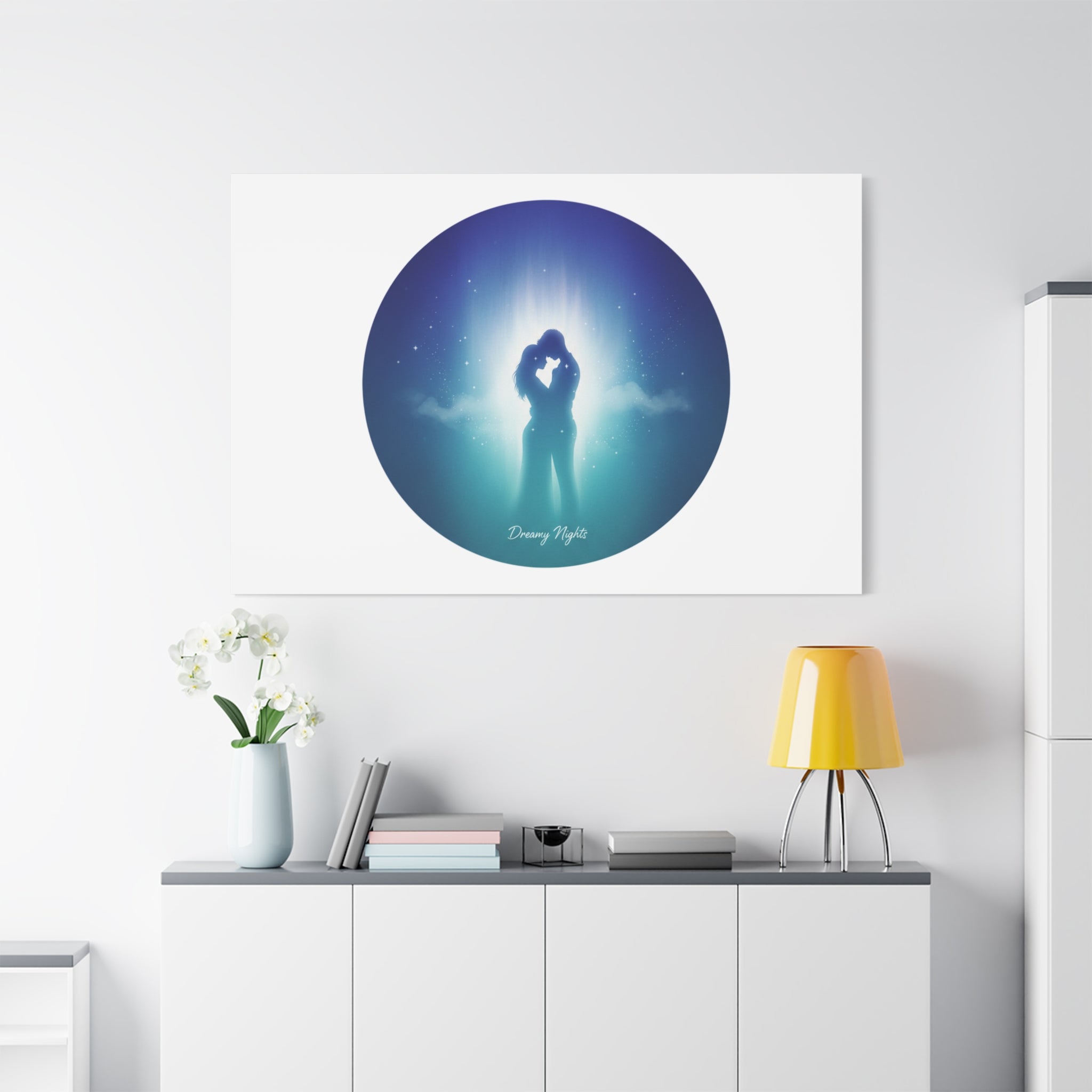 Dreamy Nightscape Canvas | Afterlight Atmospheric Print, Luminous Night Bloom