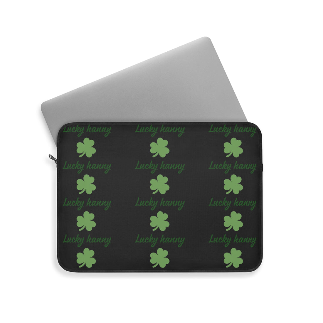 Lucky Hanny Clovers Laptop Sleeve | St. Patrick's Day Gift | Trendy Tech Case | Lucky Charm Sleeve | Green Shamrock Design - Goat Corp