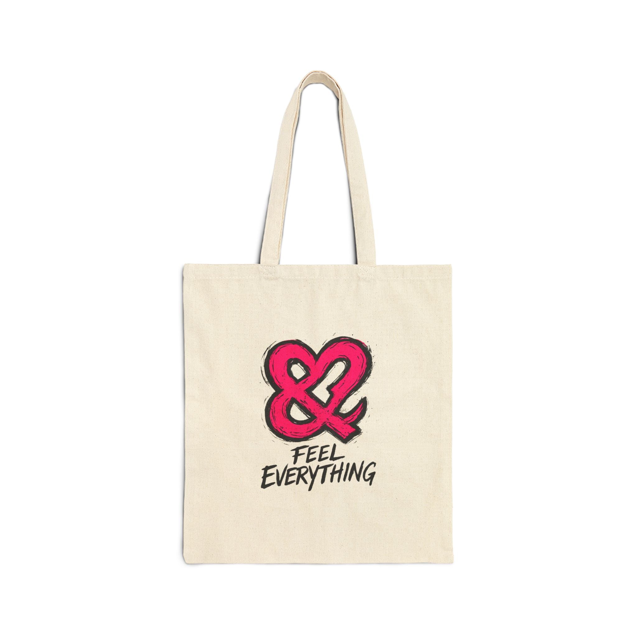 Canvas Tote Bag — Pink Ampersand "Feel Everything" Graphic