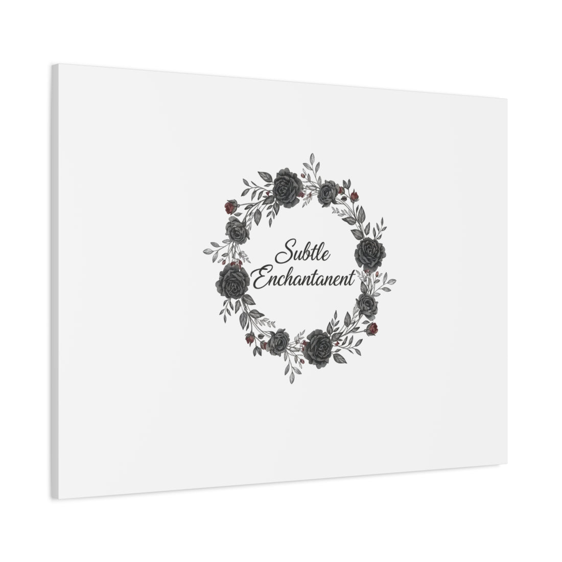 Moon Rose Wreath Canvas, Romantic Gothic Lite, Soft Goth Floral Wall Art