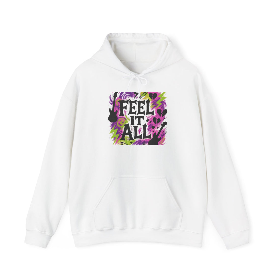 Feel It All Hoodie — Colorful Floral Typography Hooded Sweatshirt