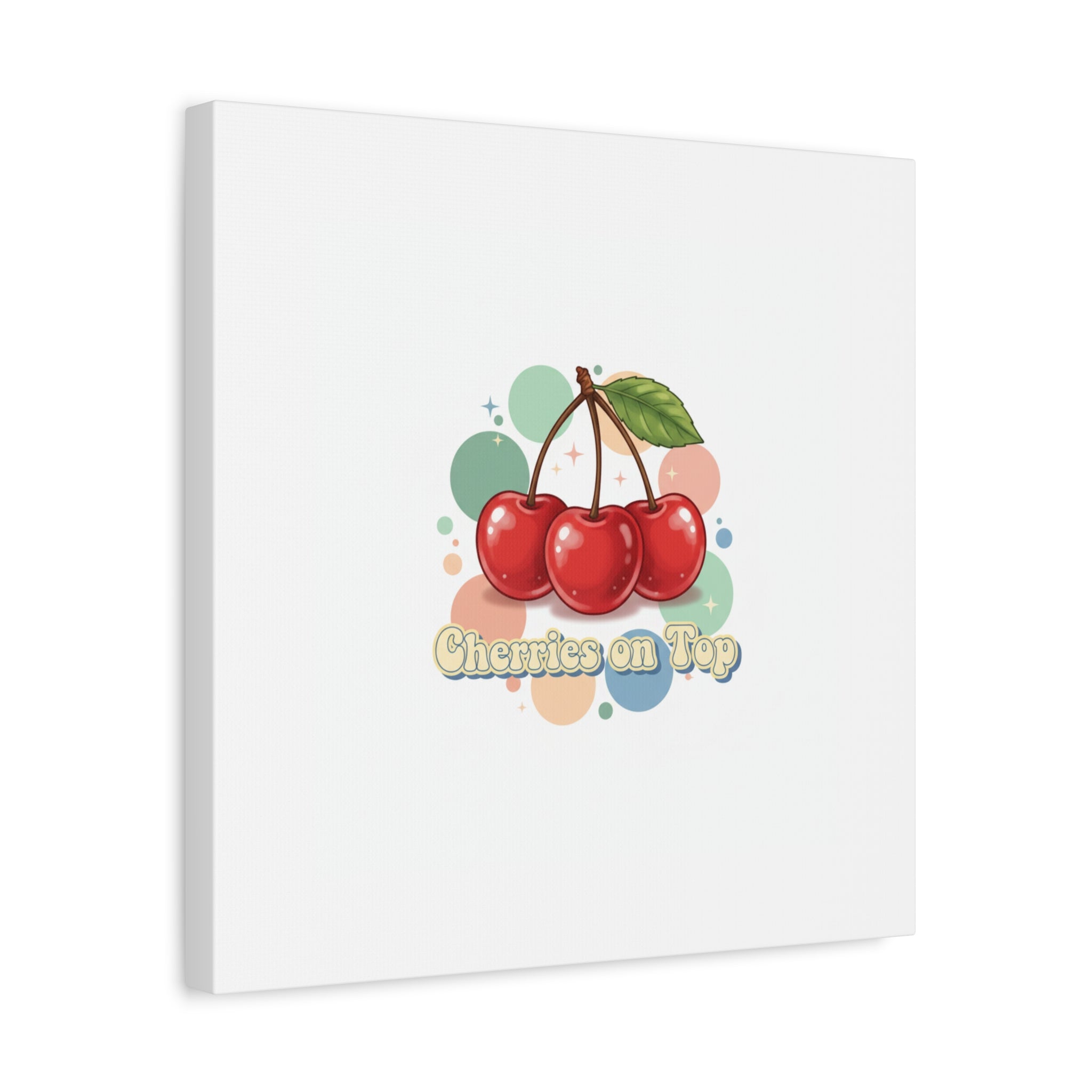 Cherries on Top Canvas | Retro Kawaii Fruit Wall Art