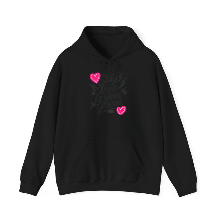 Hoodie "Stay True to Your Gloom" – Goth Cute Pink Heart Graphic Hoodie