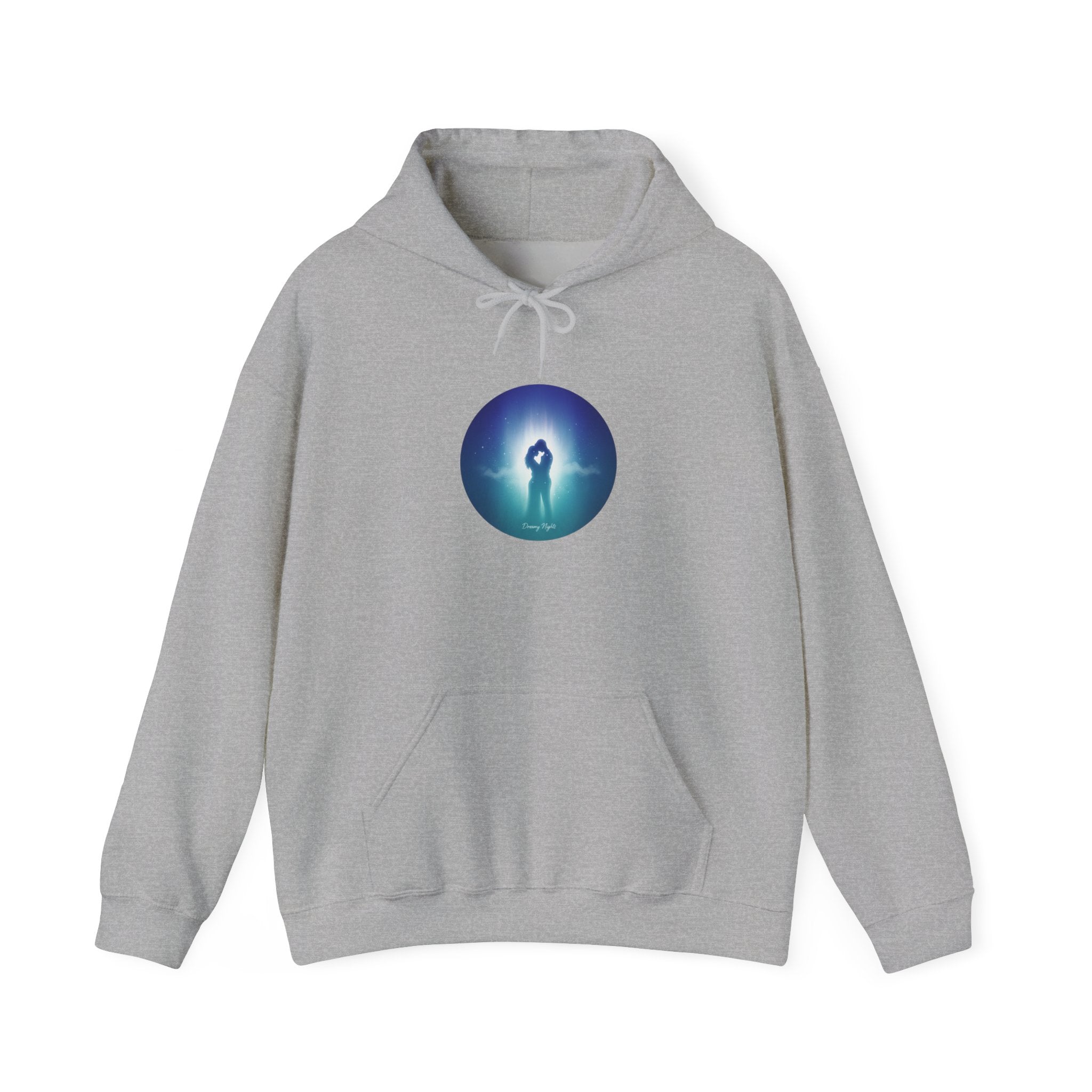 Afterlight Nightscape hoodie | luminous aura circle, cosmic floral aesthetic