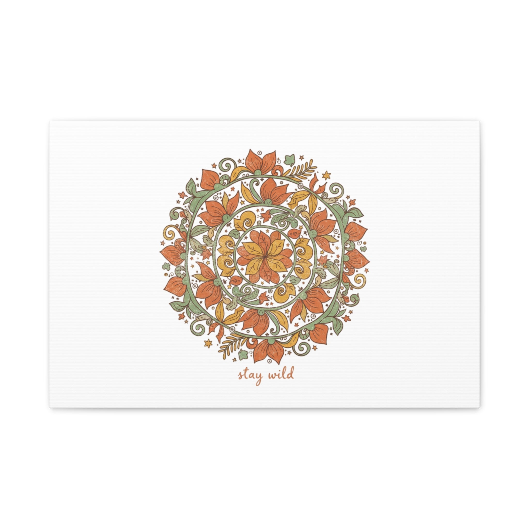 Stay Wild Mandala Canvas, Boho Paisley Wall Art | Artisanal Boho Print
