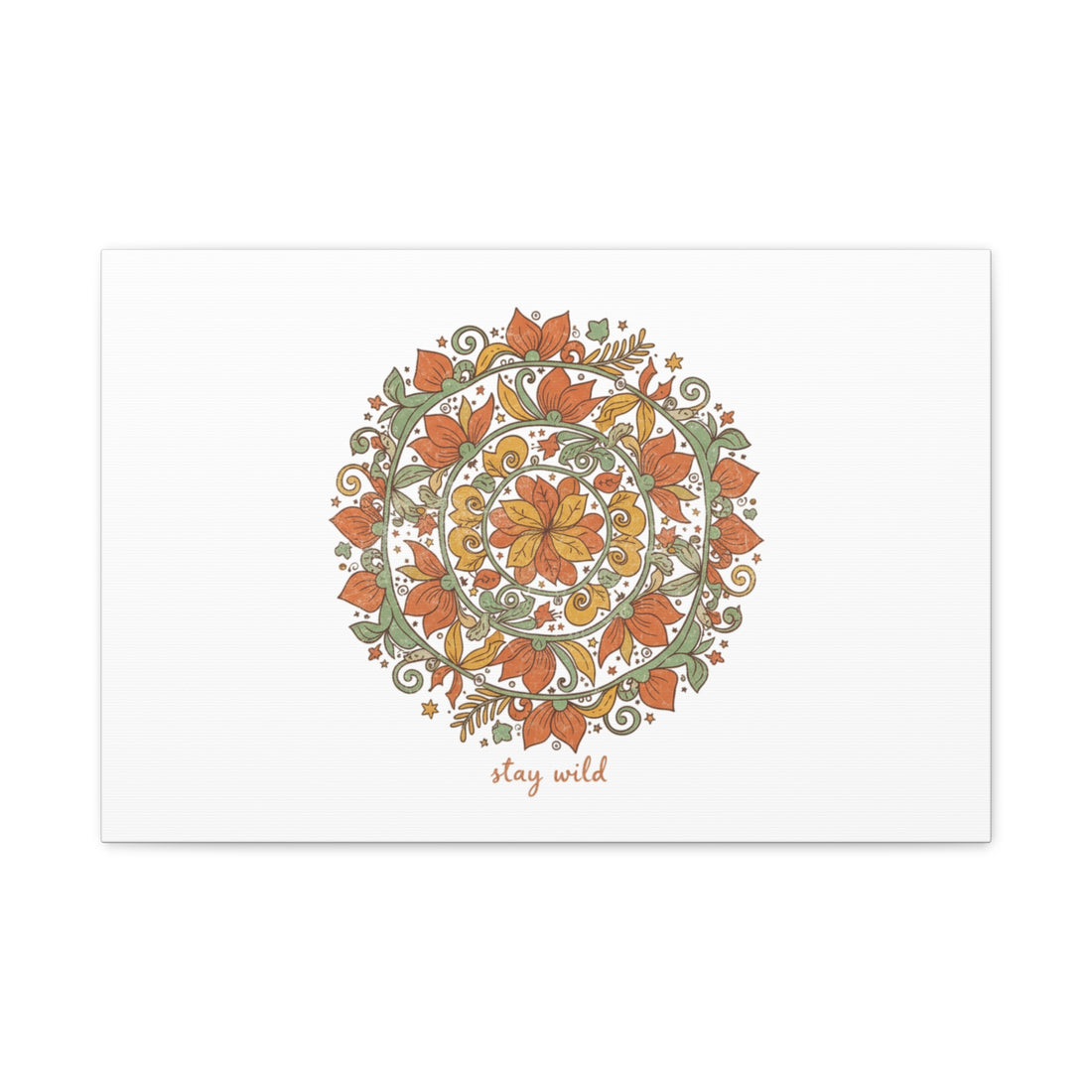 Stay Wild Mandala Canvas, Boho Paisley Wall Art | Artisanal Boho Print