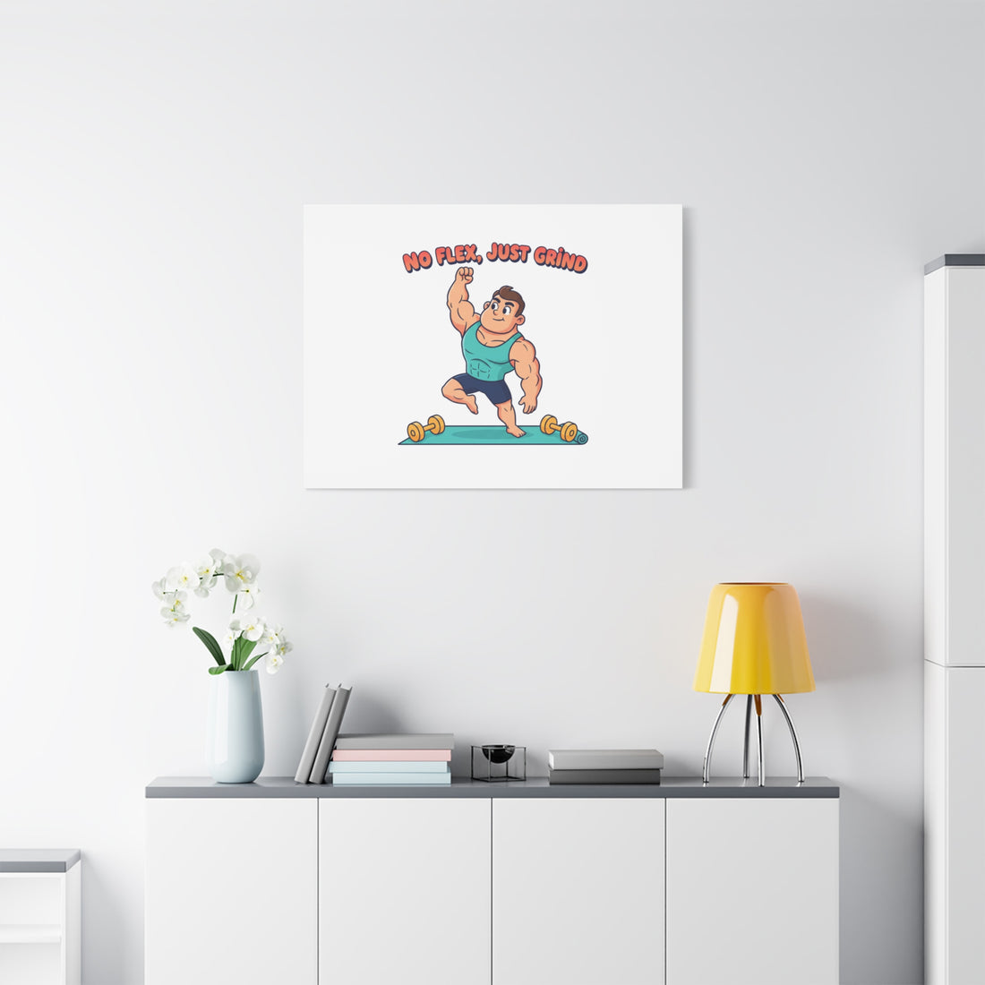 No Flex Just Grind canvas, Gymtimidation humor wall art | start small fitness décor