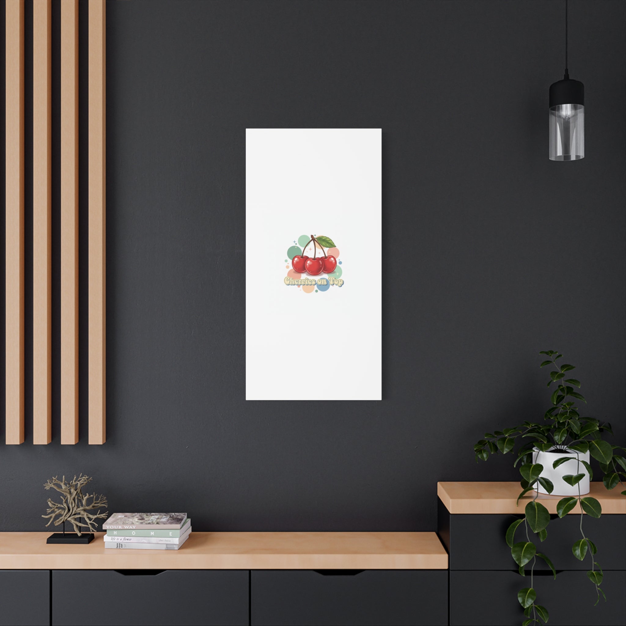 Cherries on Top Canvas | Retro Kawaii Fruit Wall Art