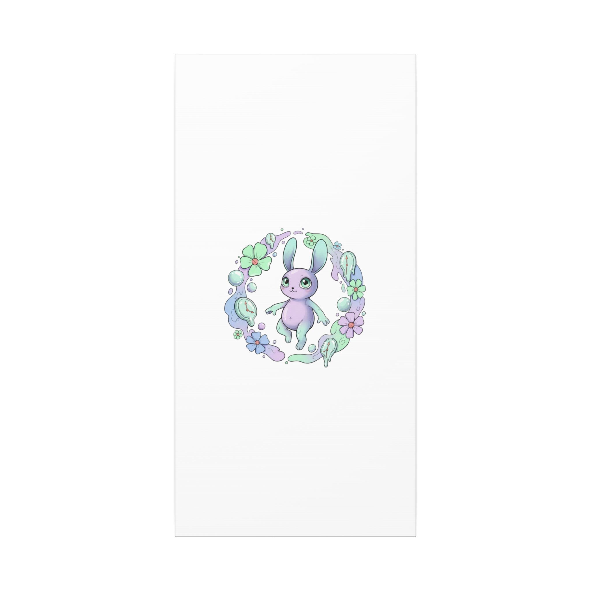 Micro-Surreal Bunny Wreath Canvas | Weirdcore Micro-Surrealism Art