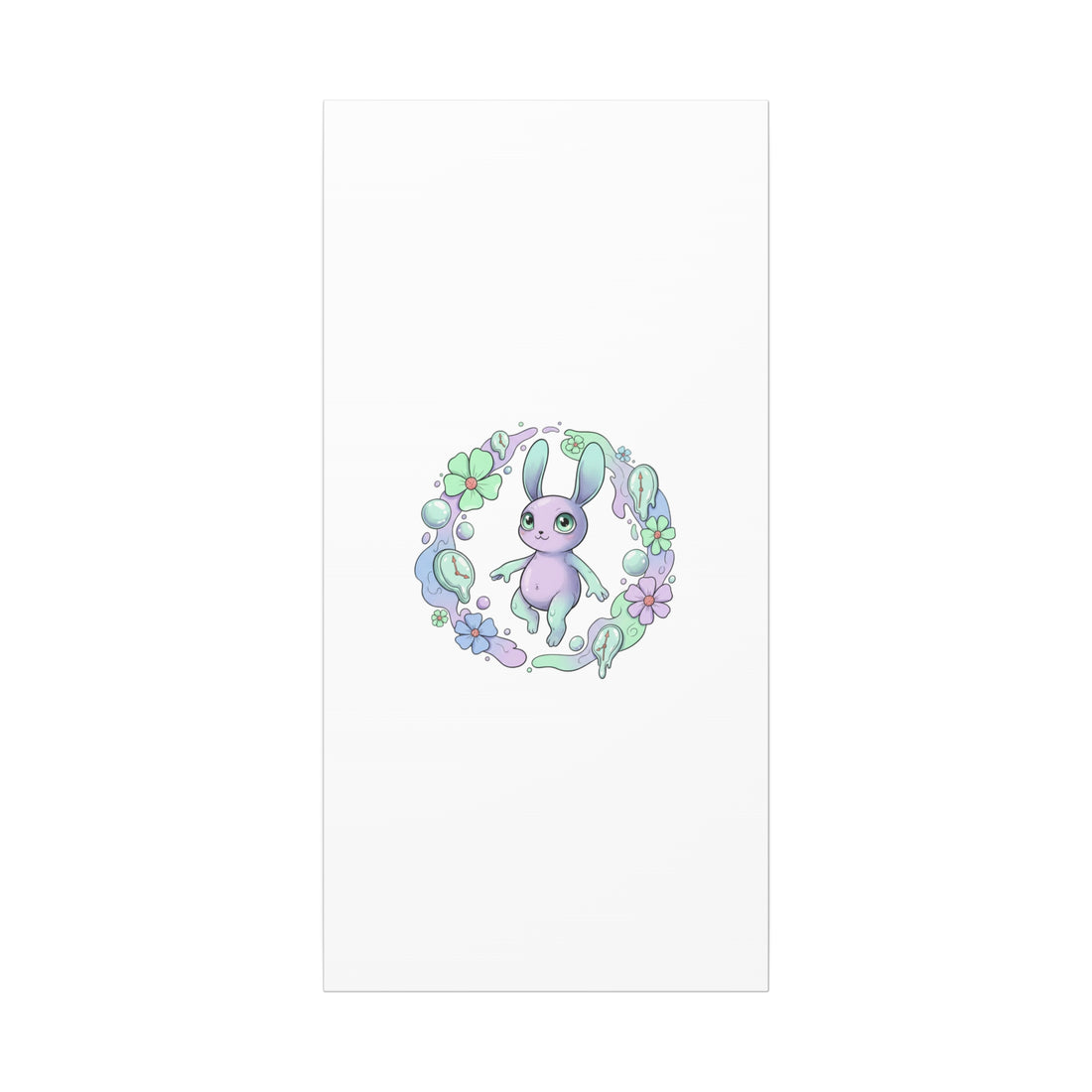 Micro-Surreal Bunny Wreath Canvas | Weirdcore Micro-Surrealism Art