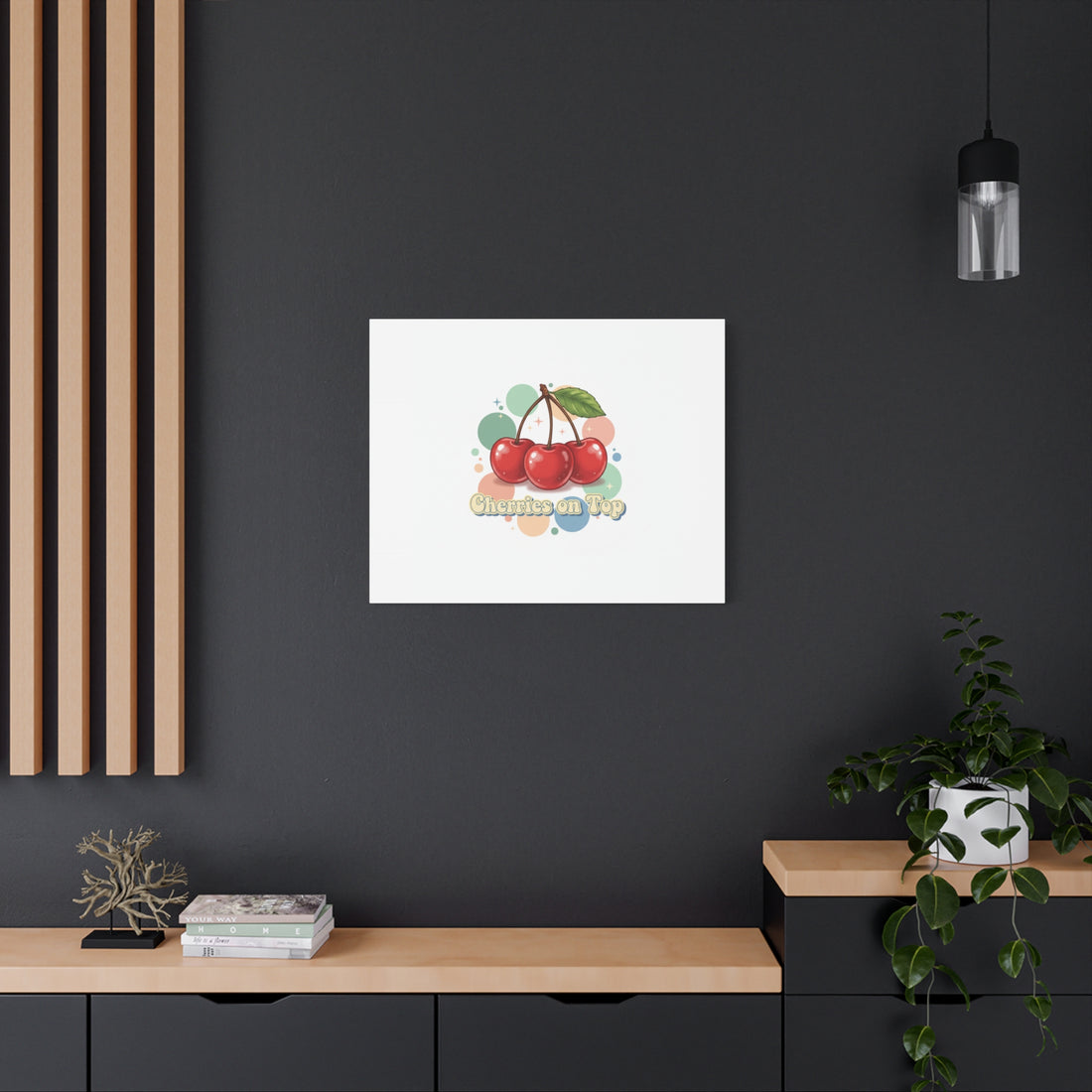 Cherries on Top Canvas | Retro Kawaii Fruit Wall Art