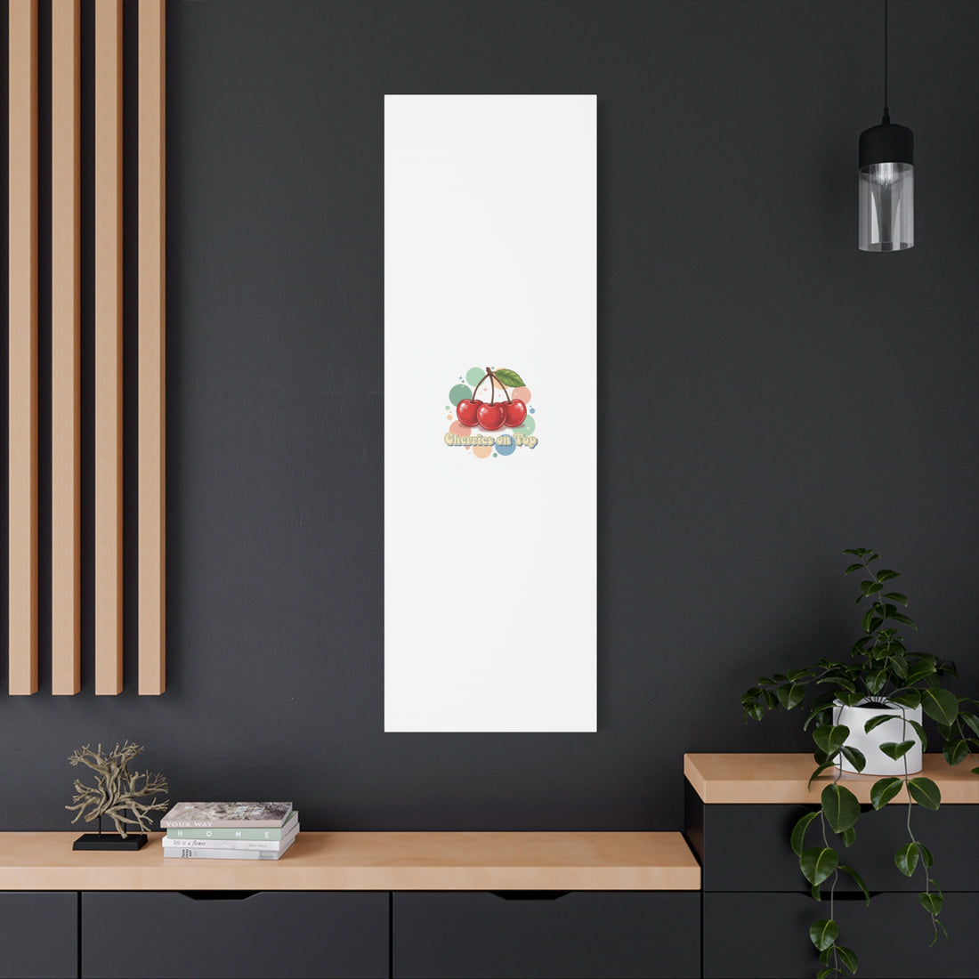 Cherries on Top Canvas | Retro Kawaii Fruit Wall Art