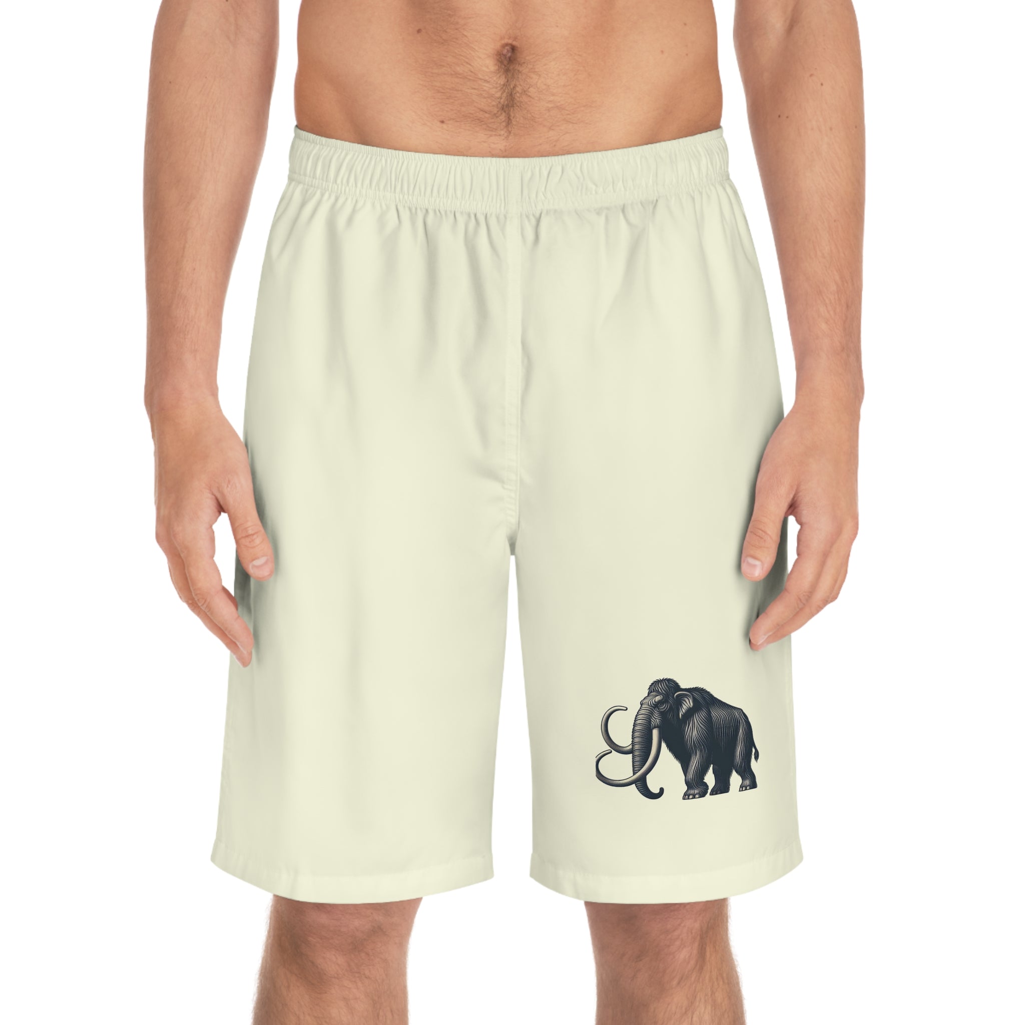 Men's Elephant Print Board Shorts, Summer Swim Trunks, Beach Wear, AOP Swim Shorts, Vacation Outfit, Outdoor Fun Shorts - Goat Corp