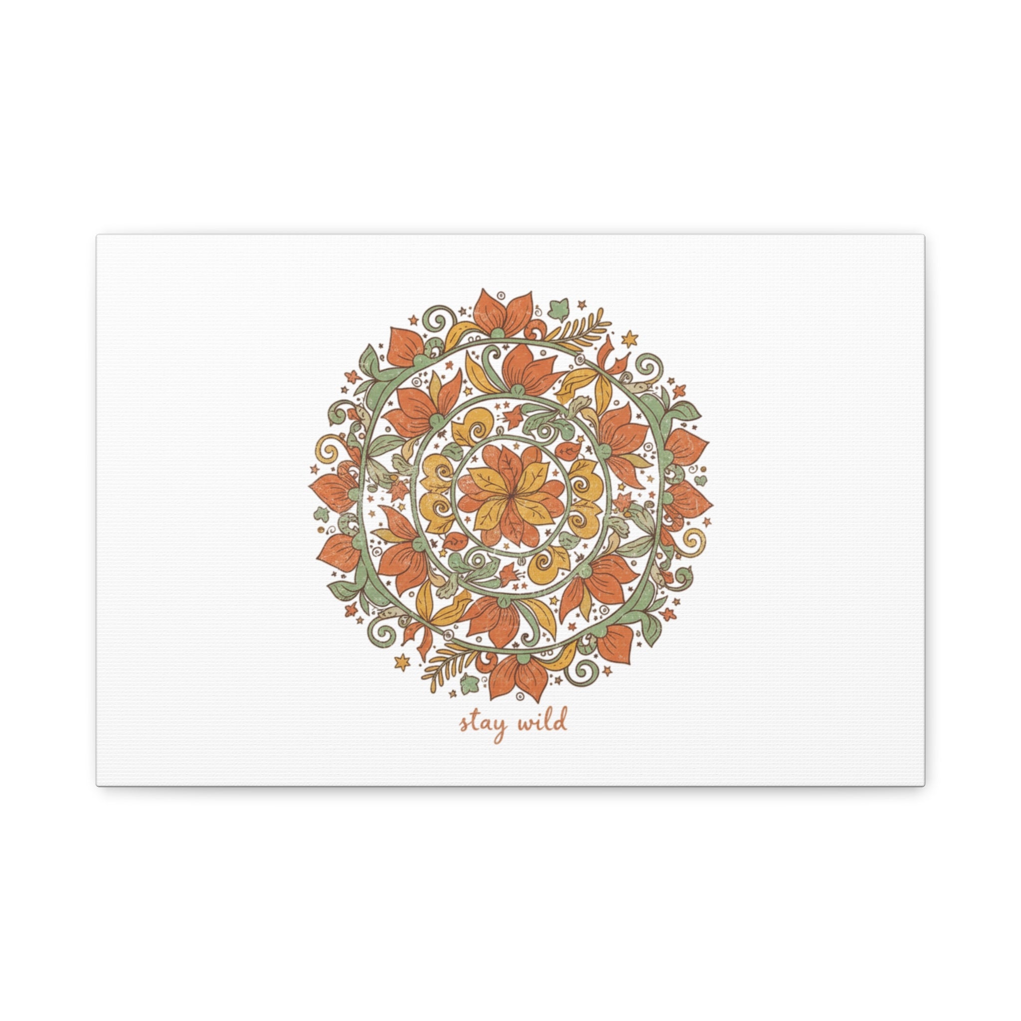 Stay Wild Mandala Canvas, Boho Paisley Wall Art | Artisanal Boho Print