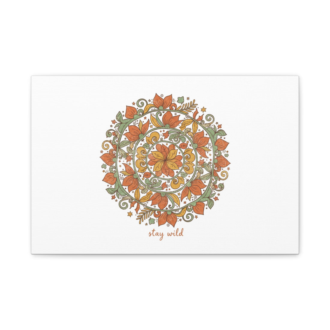 Stay Wild Mandala Canvas, Boho Paisley Wall Art | Artisanal Boho Print